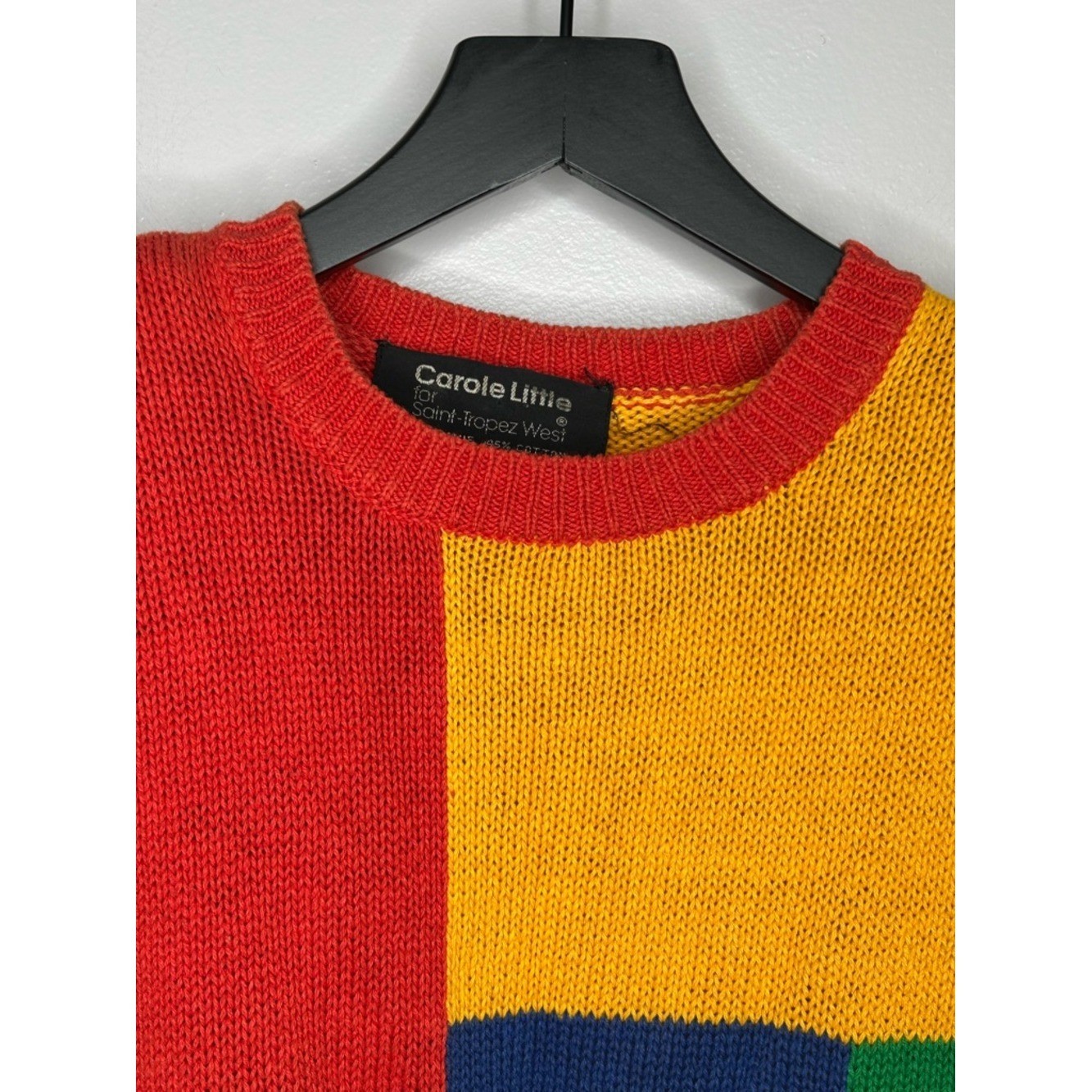 Carole Little Saint-Tropez West Vintage Ramie Cotton Colorblock Pullover Size L