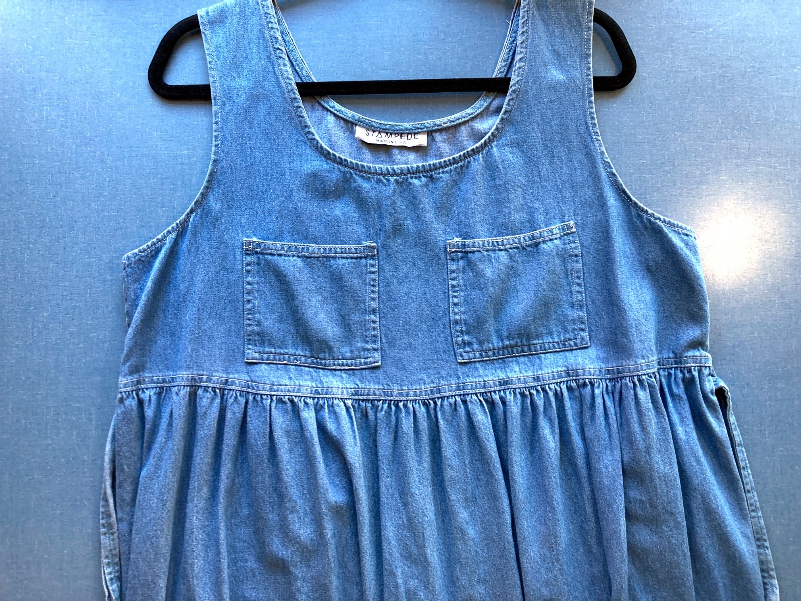 Vintage 90s Denim Tank Maxi Dress, Blue, 1X, 44″ Chest