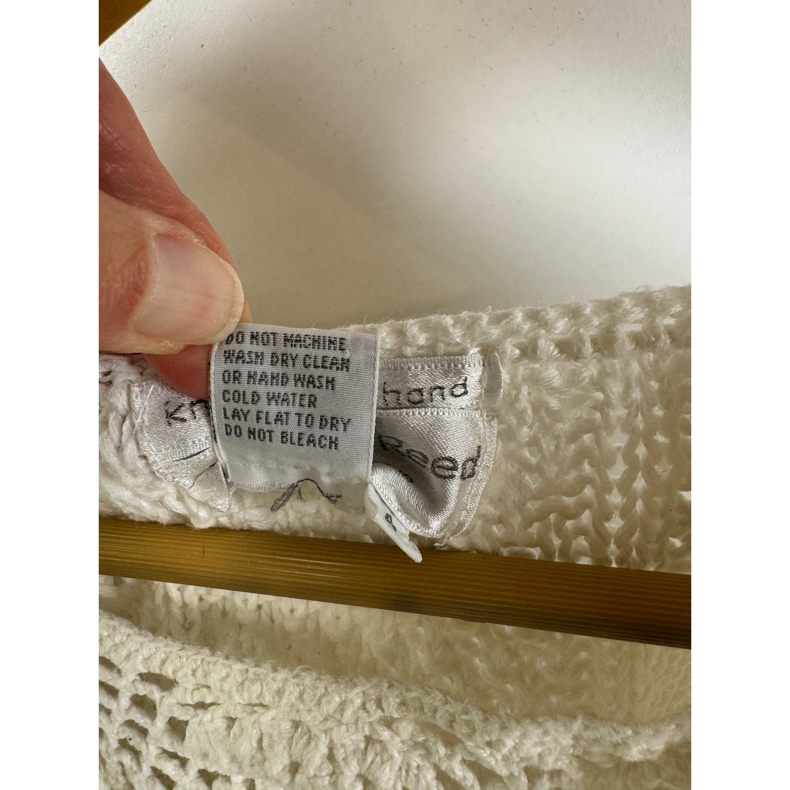 Jennifer Reed Dress Vintage Hand Knitted Cream Ramie Cotton Pointelle Sweater 4
