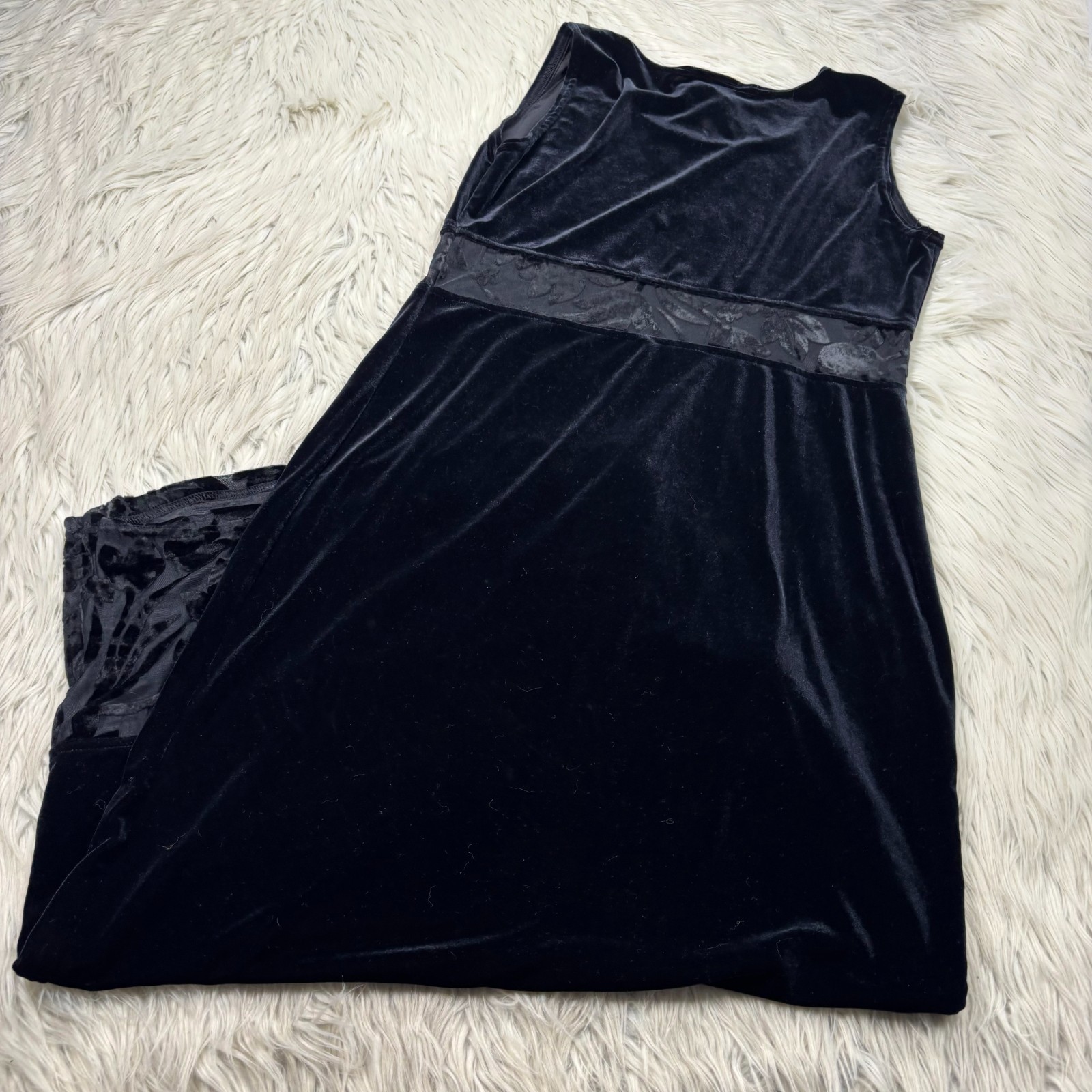 Vtg 90s Dressing Clio Women’s S Velvet Shift Midi Dress Burn Out Whimsigoth
