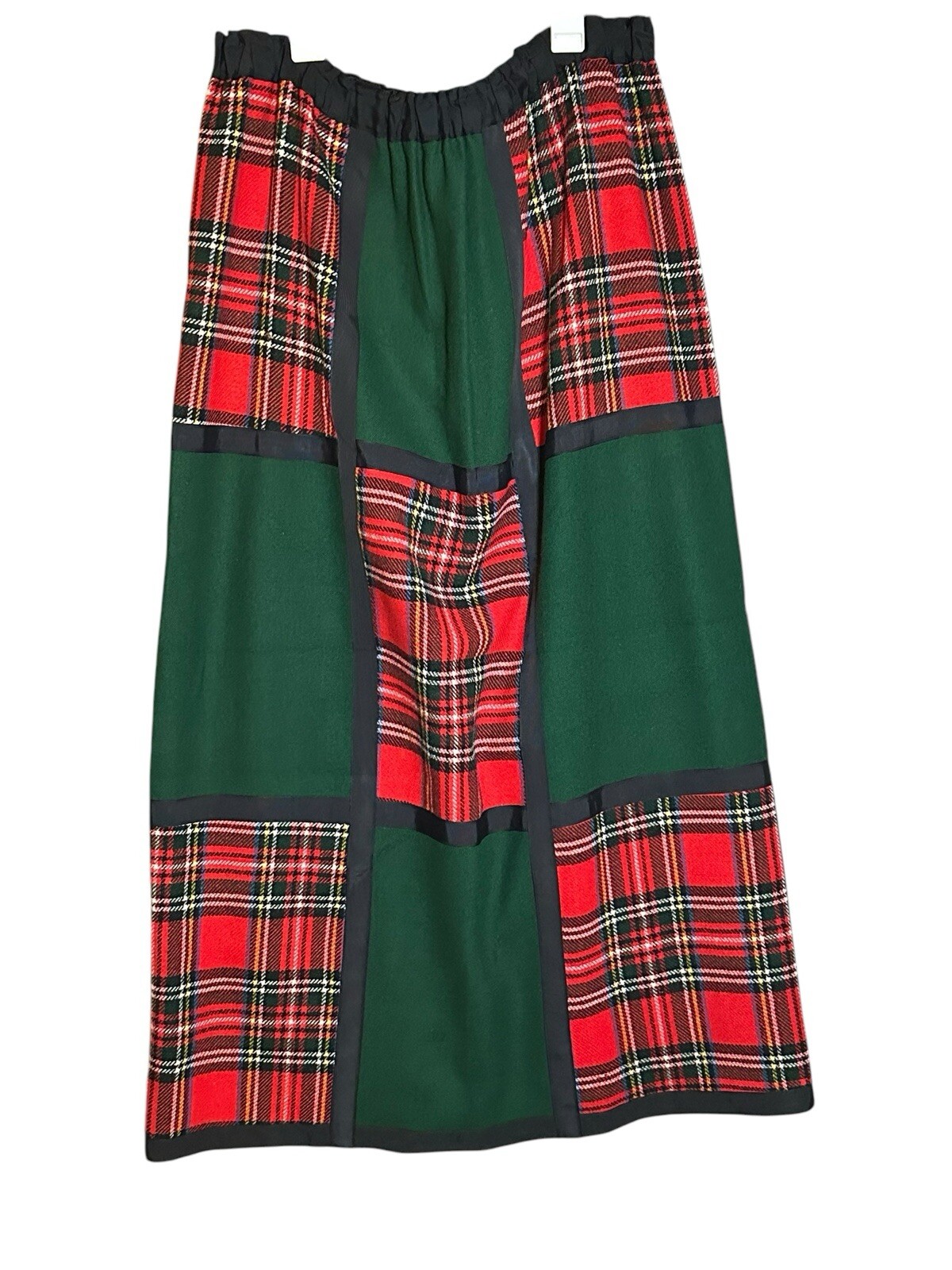 Mr Hank Women’s L Vintage Maxi Skirt Patchwork Red Plaid Holiday Cottage-core