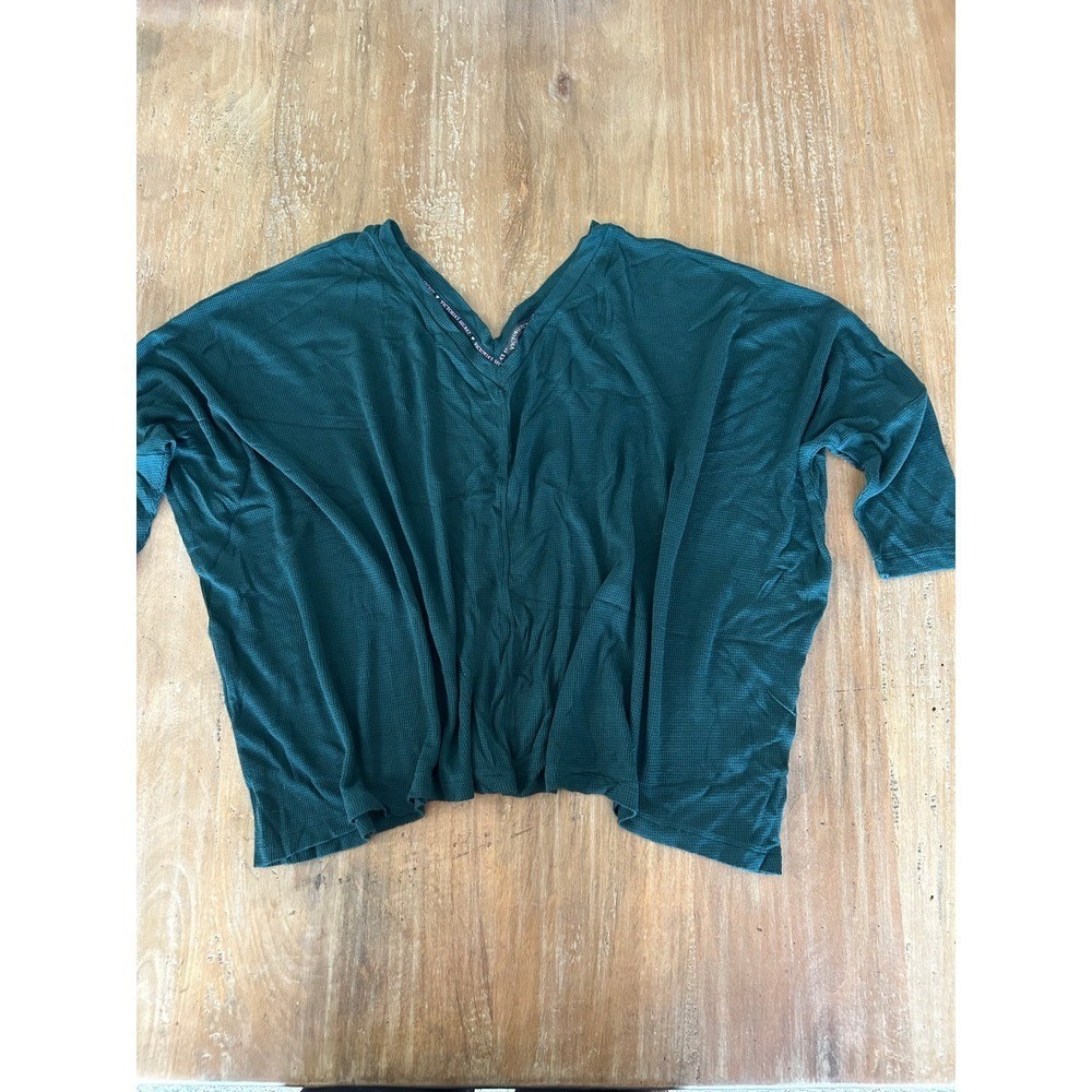 VICTORIAS SECRET VNeck Waffle Knit Dolman Sleeve Top M Teal Green