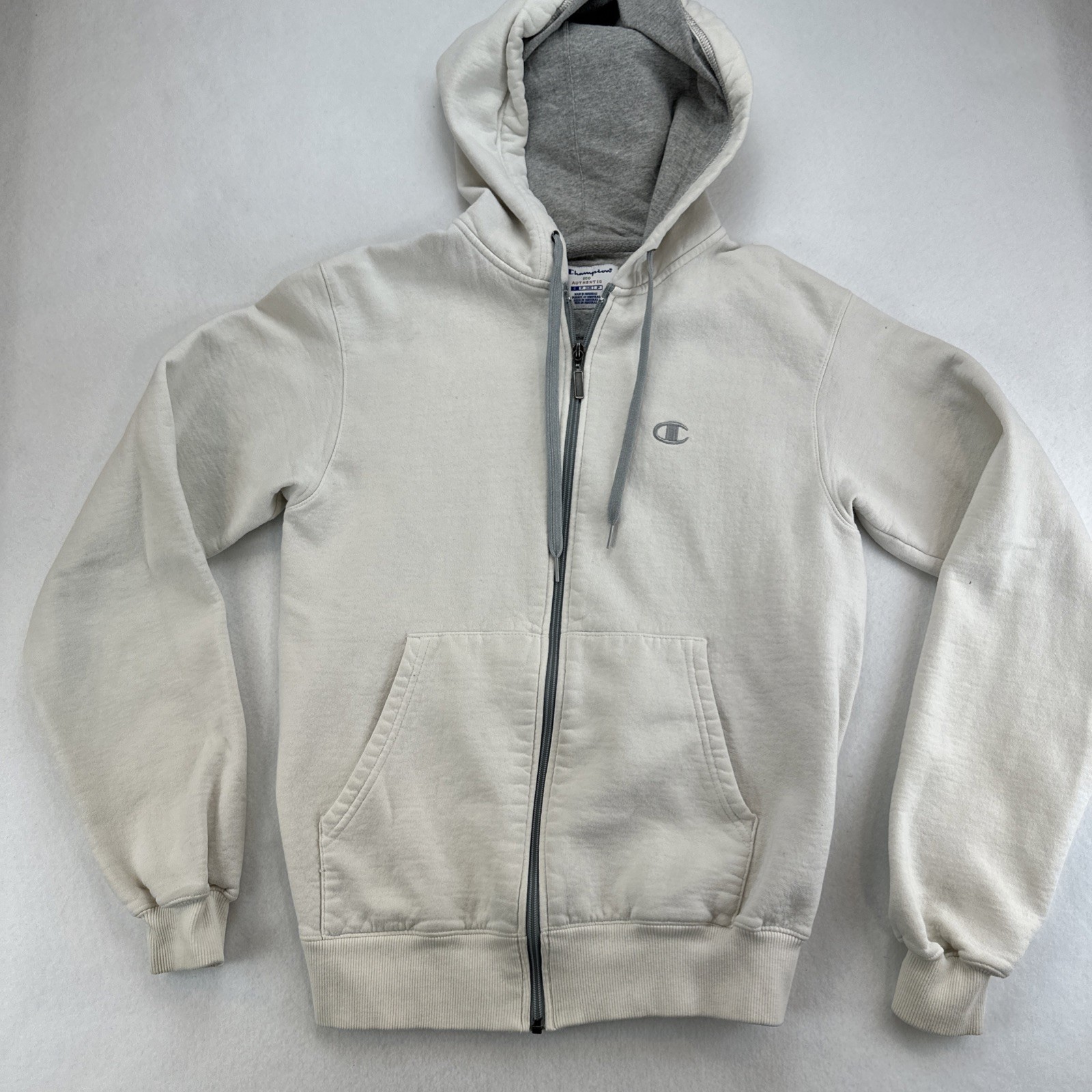 Vintage Champion Sweatshirt Size S Ivory Heavyweight Hoodie Ideal Zipper Unisex