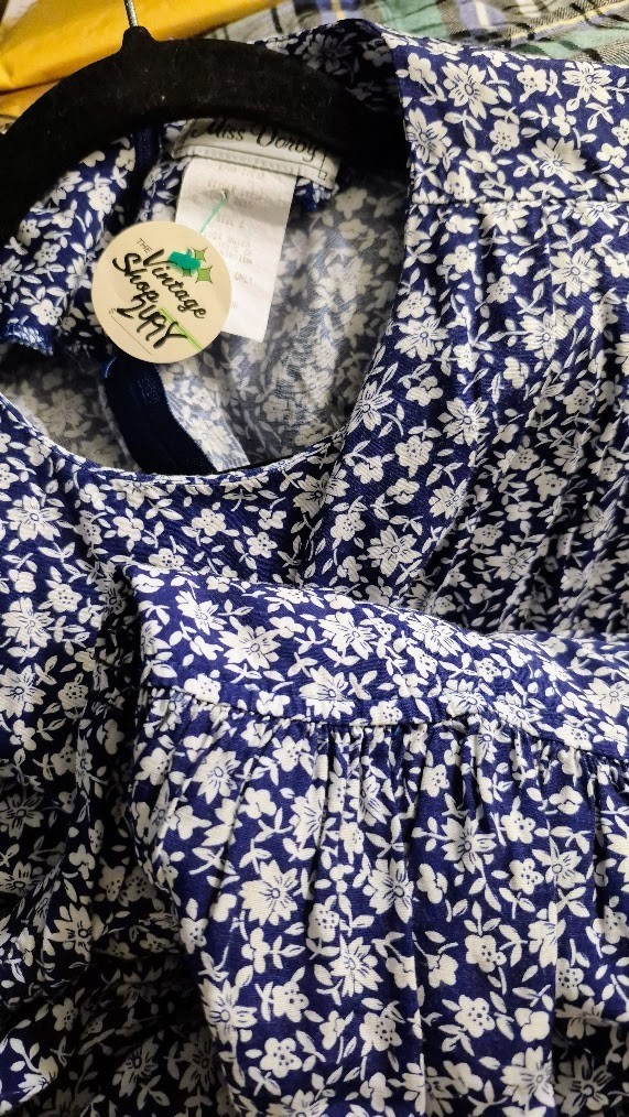 Ms. Darby Vintage Blue & White Summer Floral Midi Dress Size 6 – Fit & Flare