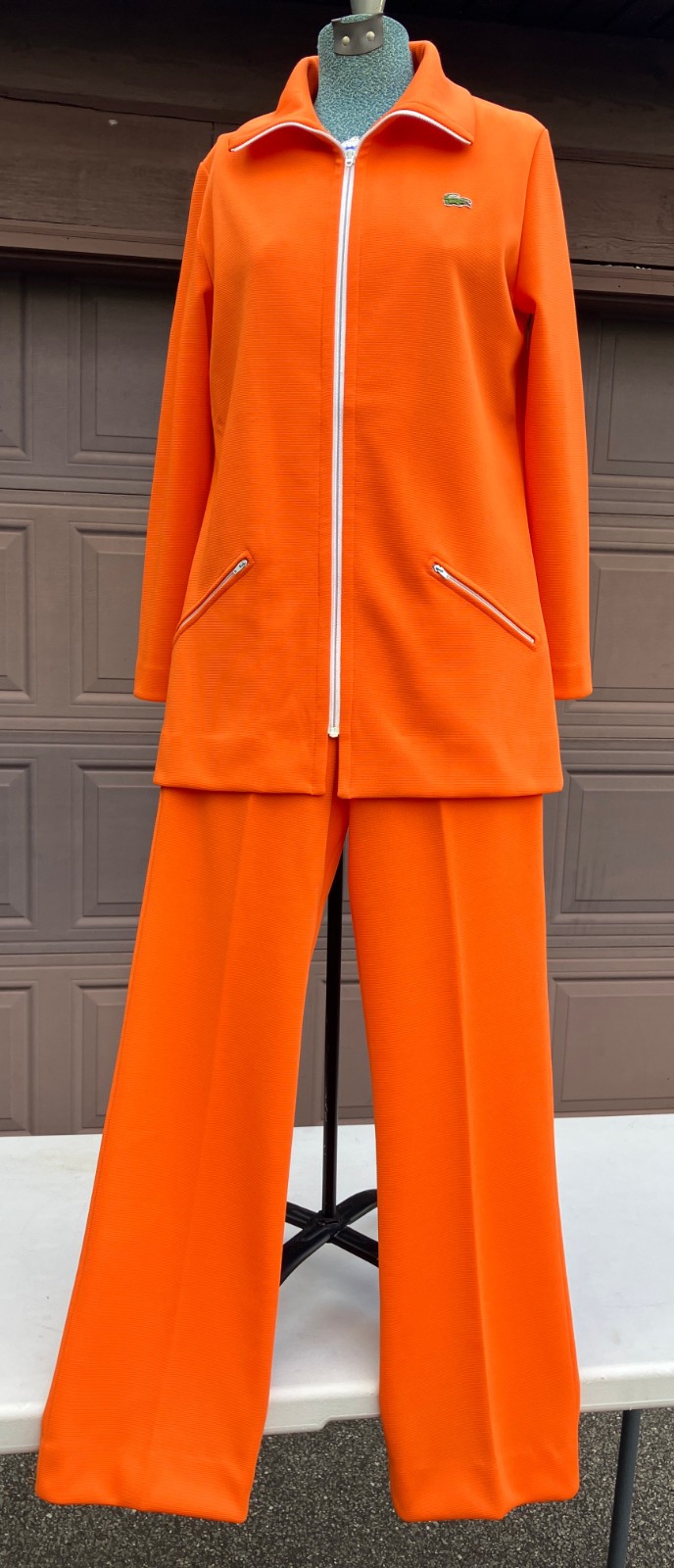 VTG Haymaker alligator leisure track suit orange Sz L jacket 14 pants ILGWU