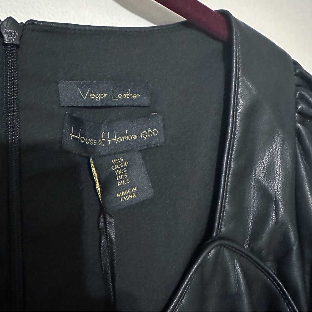 NWT House Of Harlow 1960 Vegan Leather Faux Wrap Mini Dress