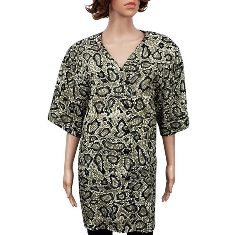 Vintage Truffles Top Blouse Snake Animal Print Made in USA Button down Plus 2X