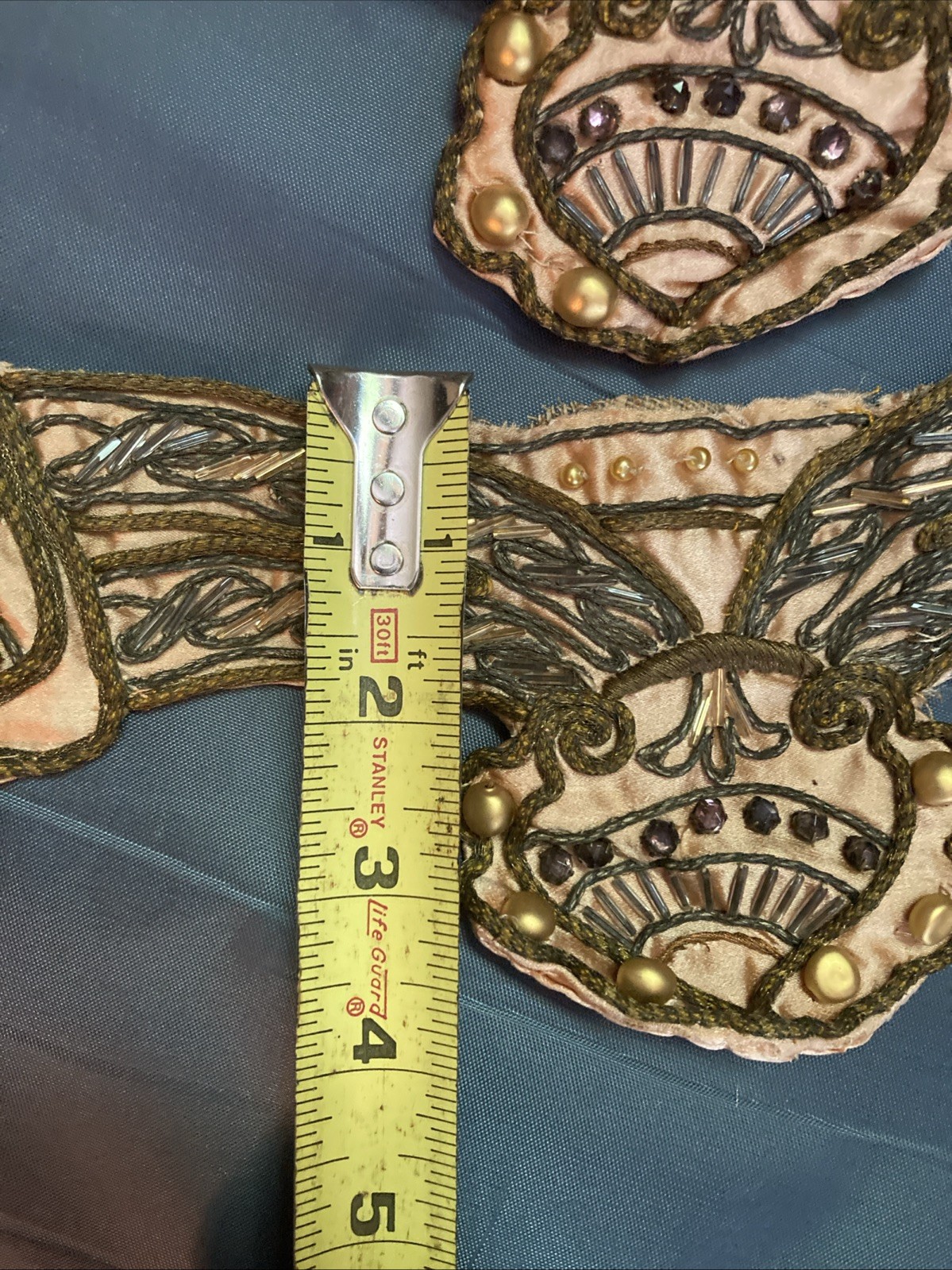 Pair Antique 1900’s Hand Stitched Beads & Rhinestones for Opera Cape Sleeves?