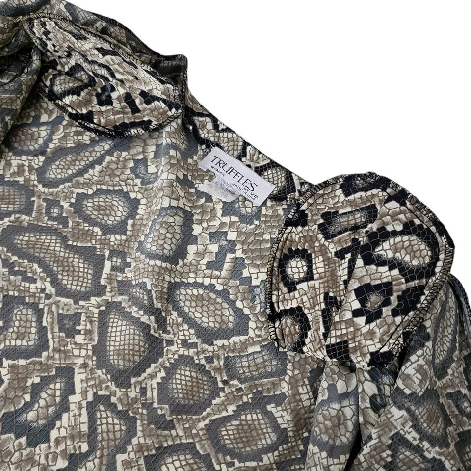 Vintage Truffles Top Blouse Snake Animal Print Made in USA Button down Plus 2X