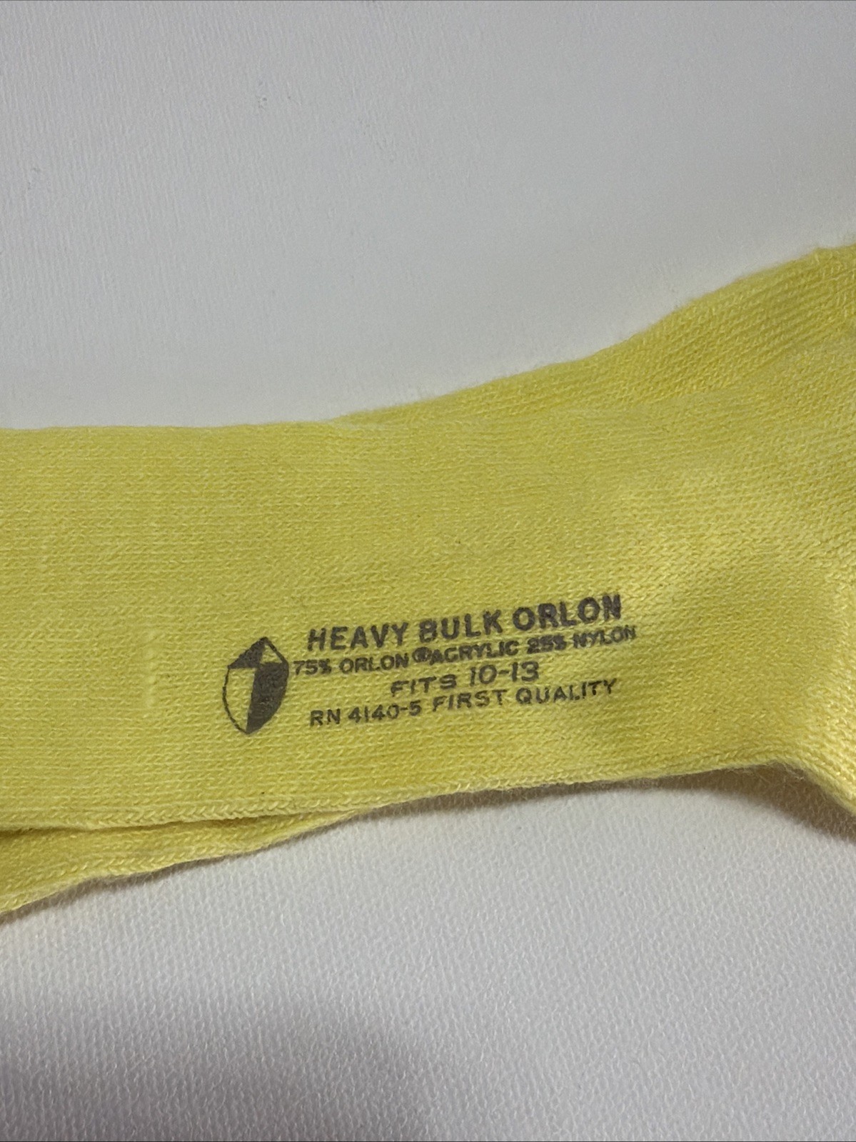 VTG Socks Crew Yellow School Girl Knee High 80s Heavy Bulk Orlon Blend 10-13