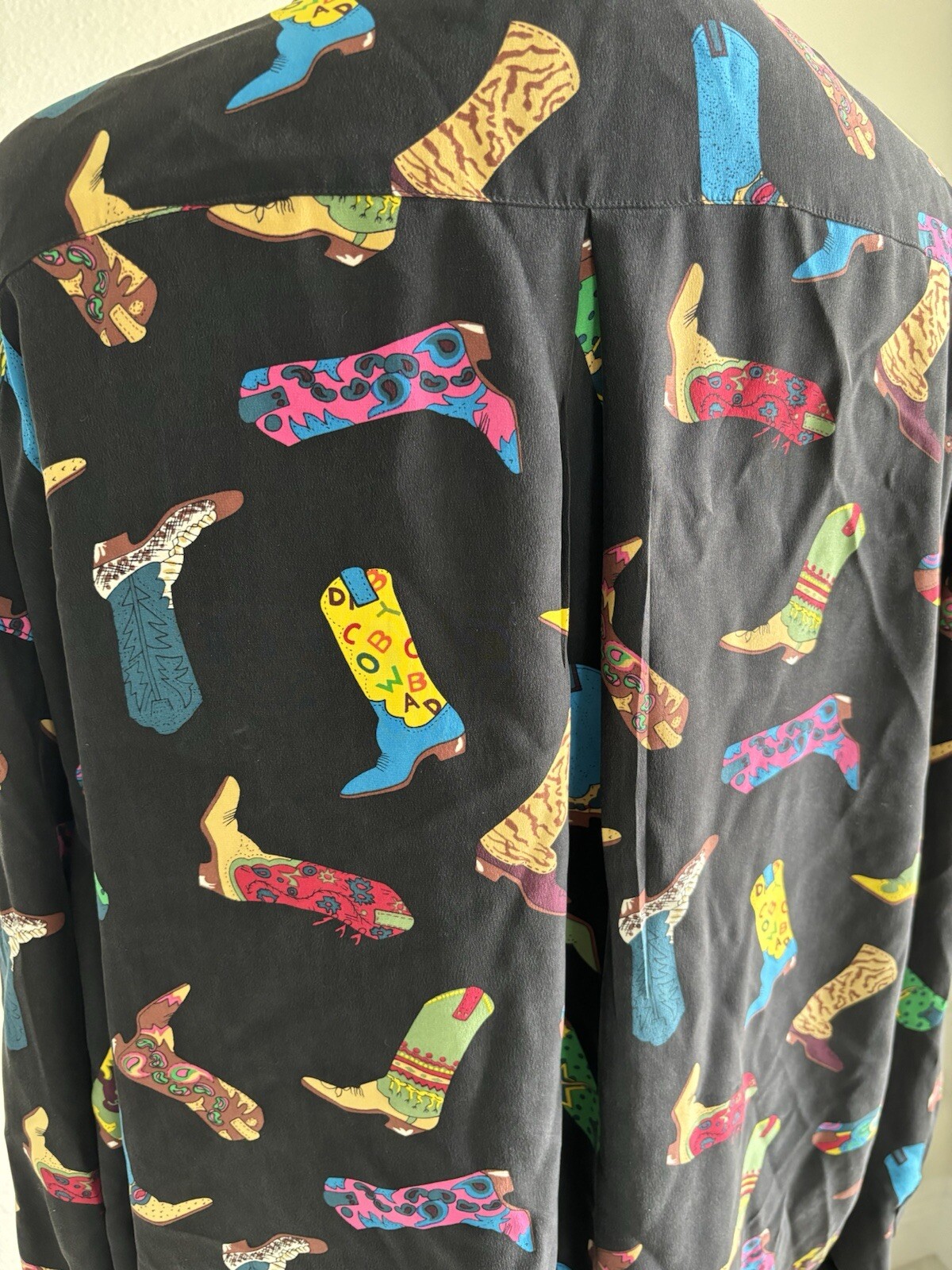 Vintage Cowboy Boot Button Up Blouse Size 12