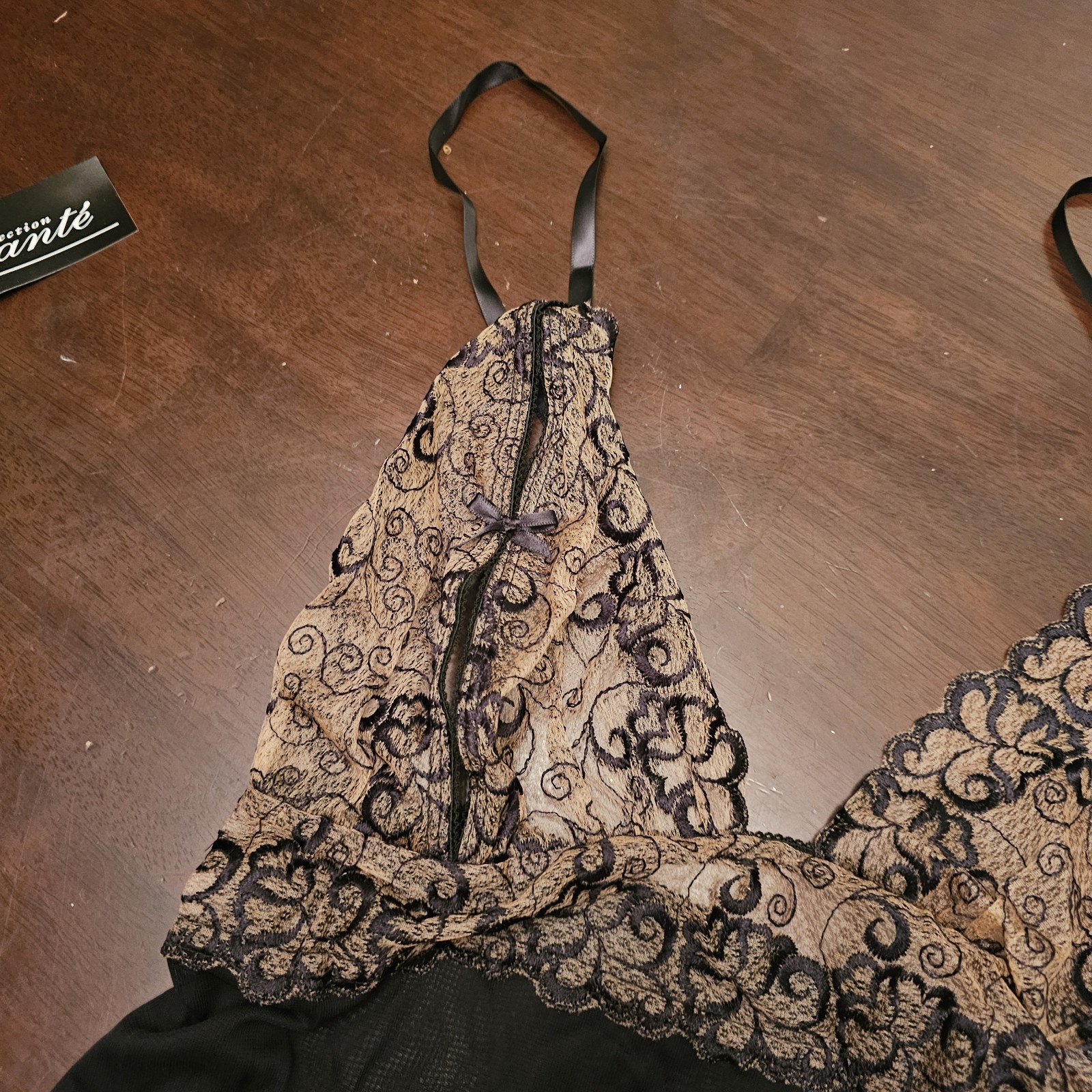 NWT NOS Dreamgirl Slip Thong Set Style 3114X Size 1X / 2X VINTAGE Black / Nude