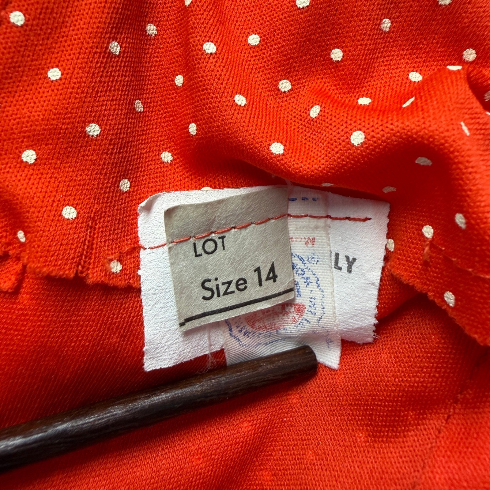 Vintage 70s ILGWU Red Polka Dot Flutter Sleeve Maxi Dress Rick Rack Trim Small S