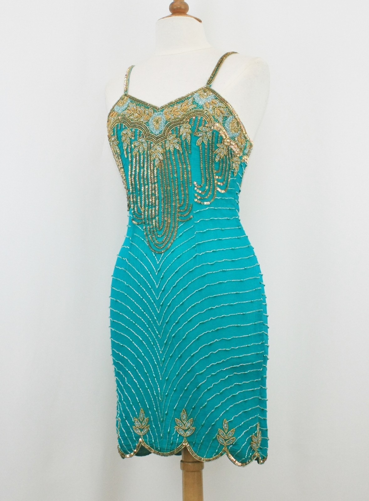 Jasdee Vintage Dress Hand Work Bead & Sequins On Silk Style 2089M