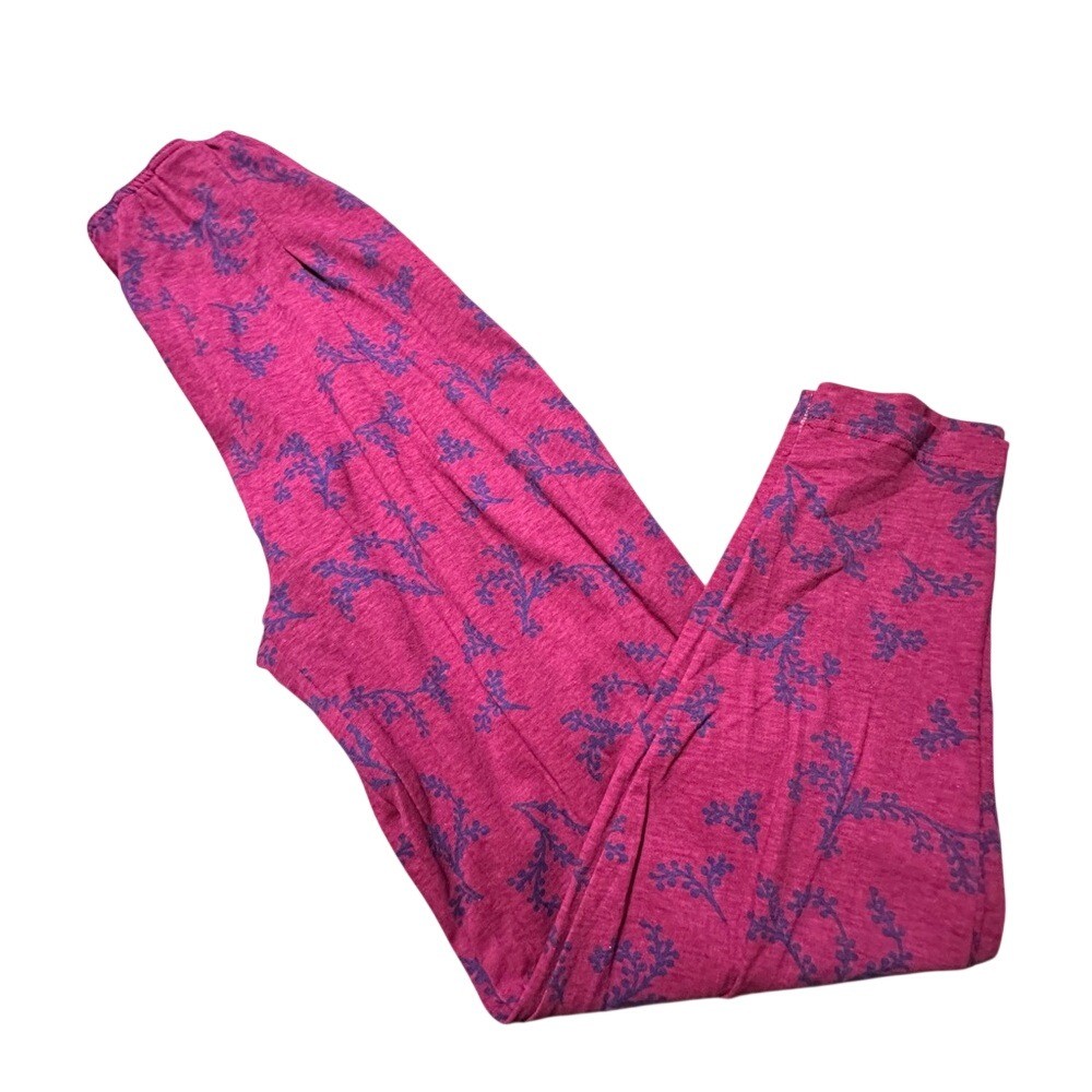 Vintage Pasta Magenta Pink Purple Vine Print Cotton Pants High Waist Small NWT