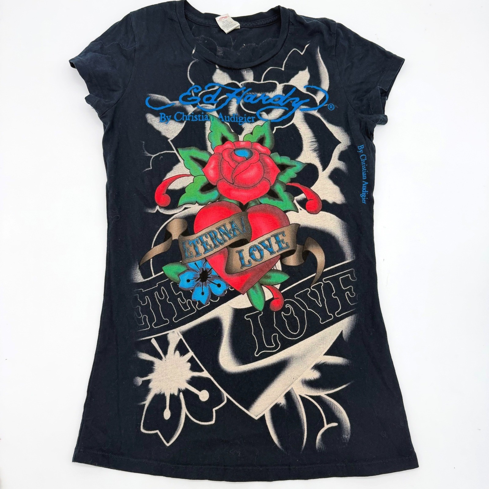 Vintage Ed Hardy Christian Audigier Eternal Love Y2K Tattoo Tee L