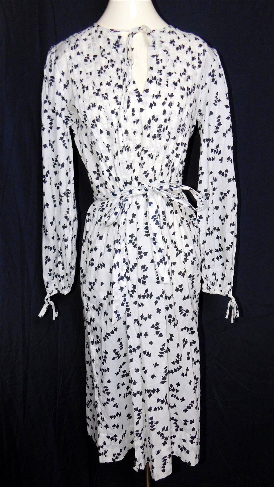 Vtg Stanley Sherman Black White Playing Card Suit Long Sleeve Dress Size 10