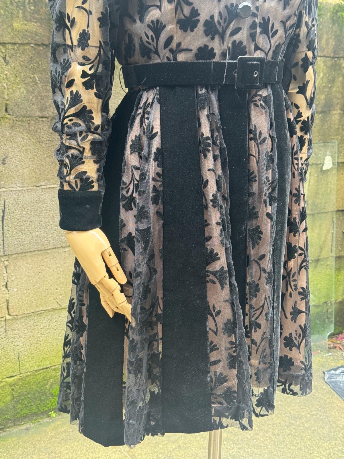 1980s Givenchy Couture Flocked Velvet Dress – RARE – 1940s Style