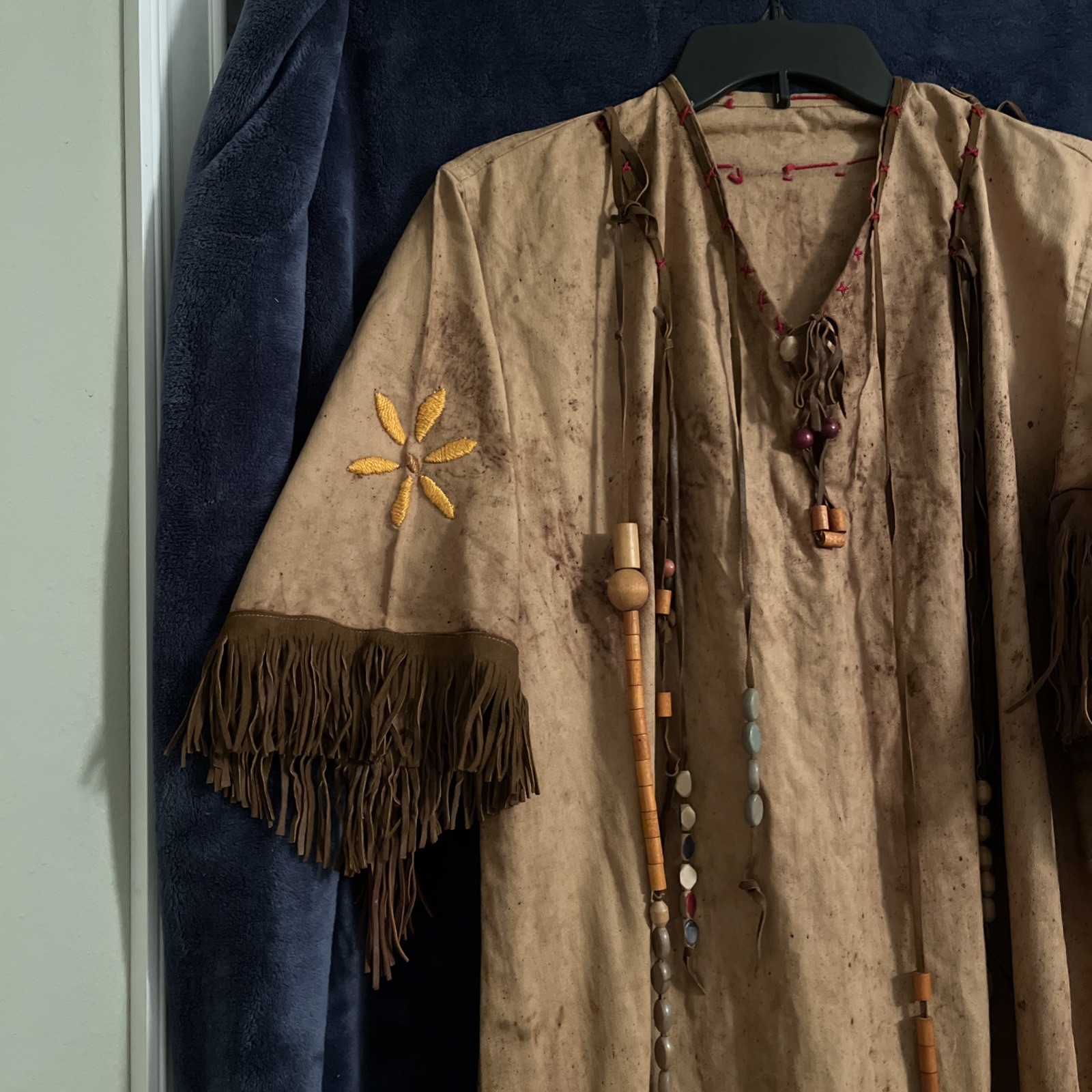 Vintage Women’s Indian Dress. Leather Fringe And Beading
