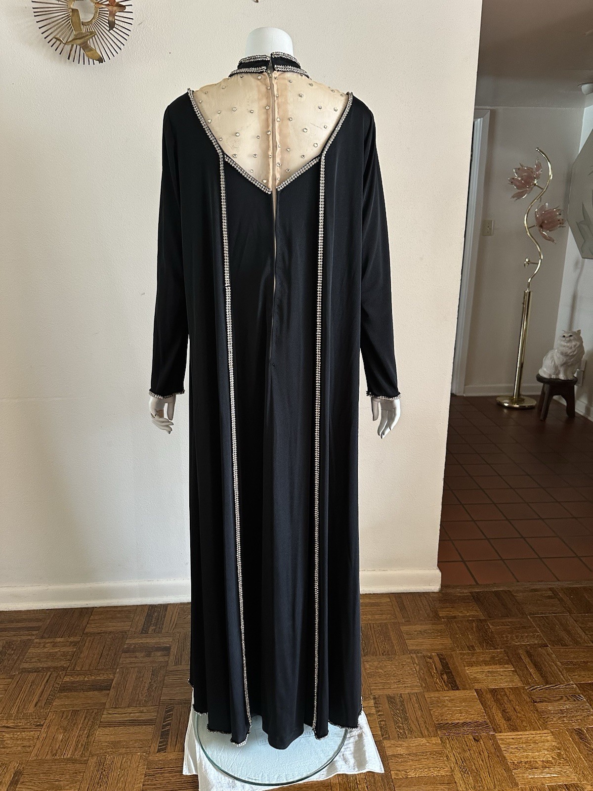1970s Custom Opera Stage Recital Gown Costume Shoulder Cape Rhinestone Dress VTG