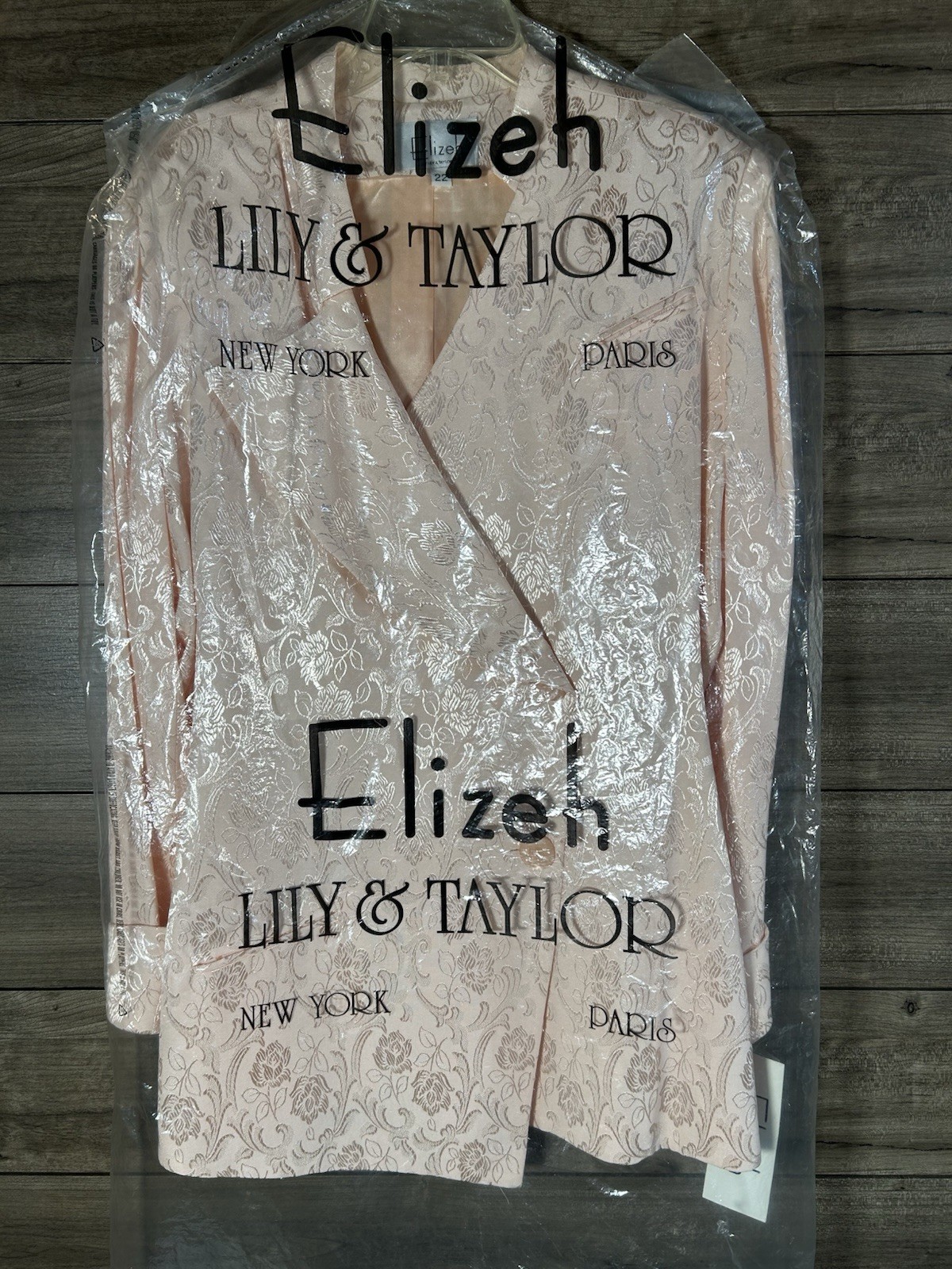 VTG 80-90 Lily& Taylor Elizeh Line Pink Floral Brocade Blazer Size22 Churchdress