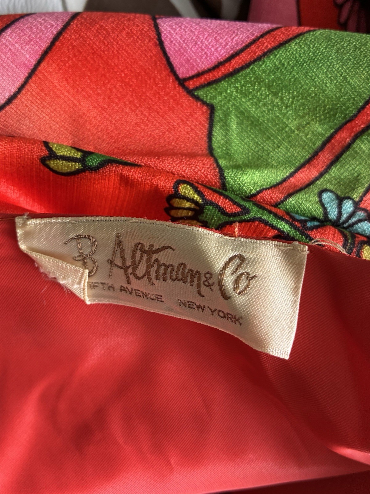 Vintage 70s B.Altman Faux Wrap Maxi Dress Gown PINK RED MOD Size 14