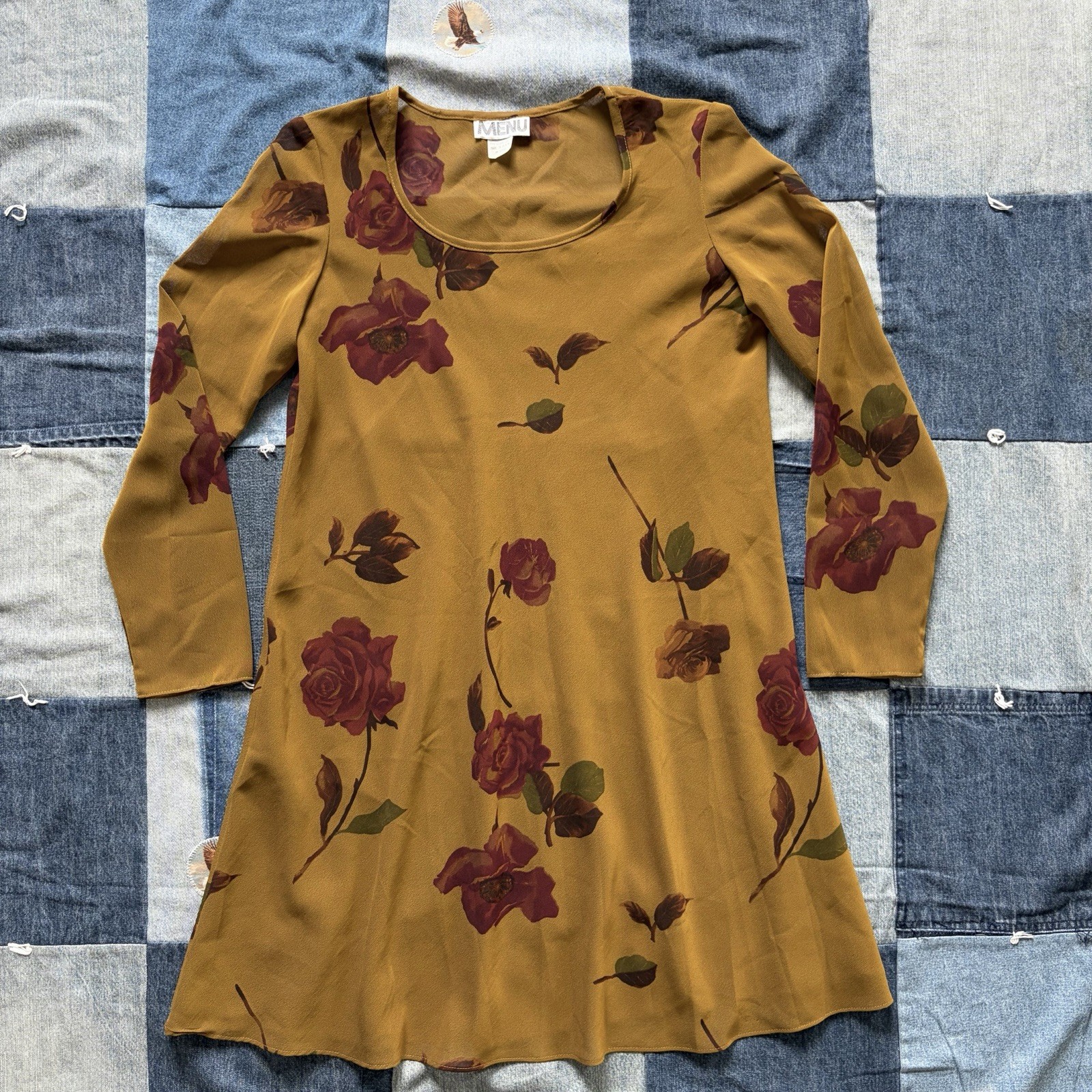 stunning vintage 80s sheer menu floral roses dress made in USA tagged size 6