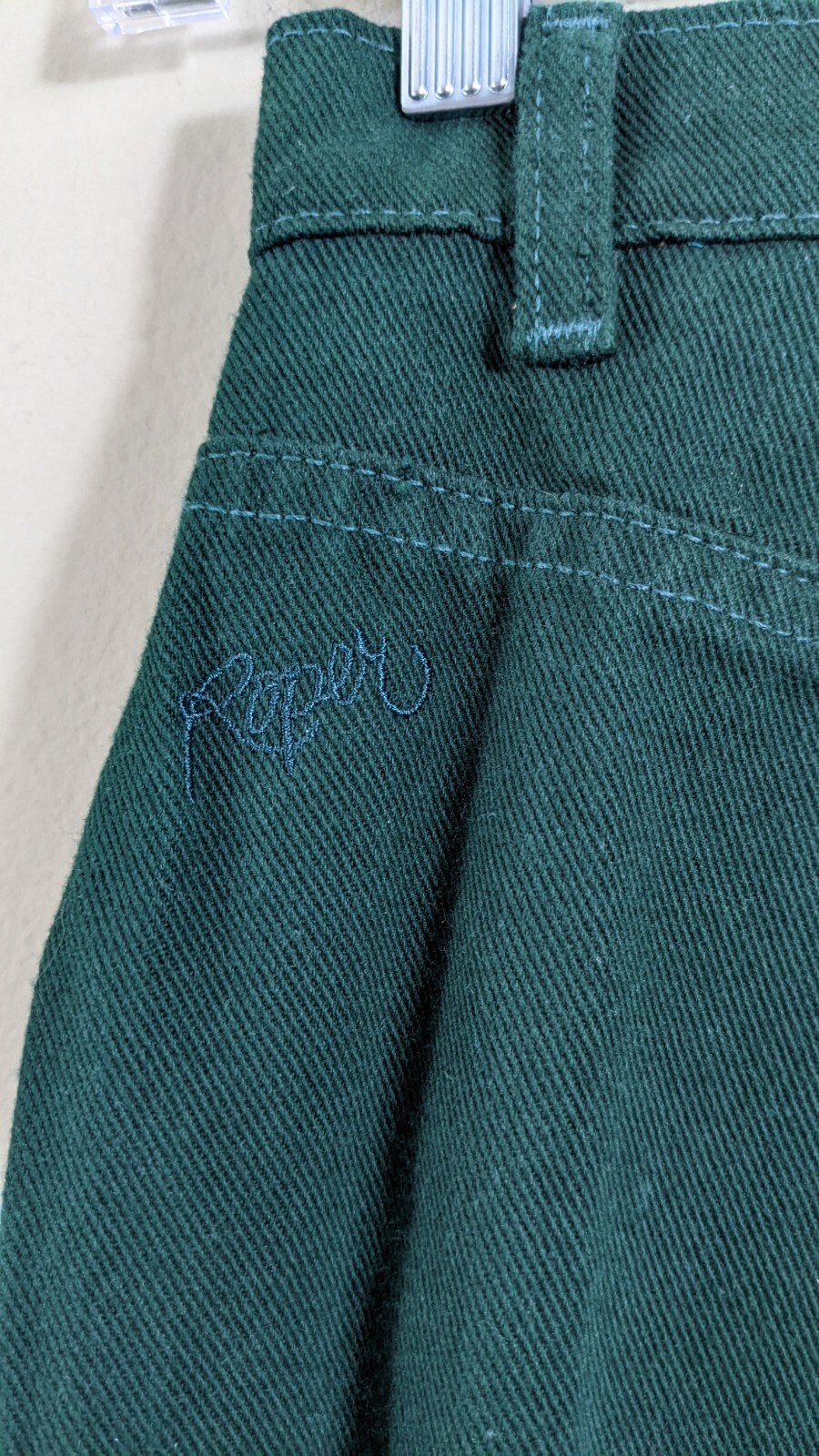 Green Denim Roper Jeans – High waisted 90s Vintage Country Western – southwest