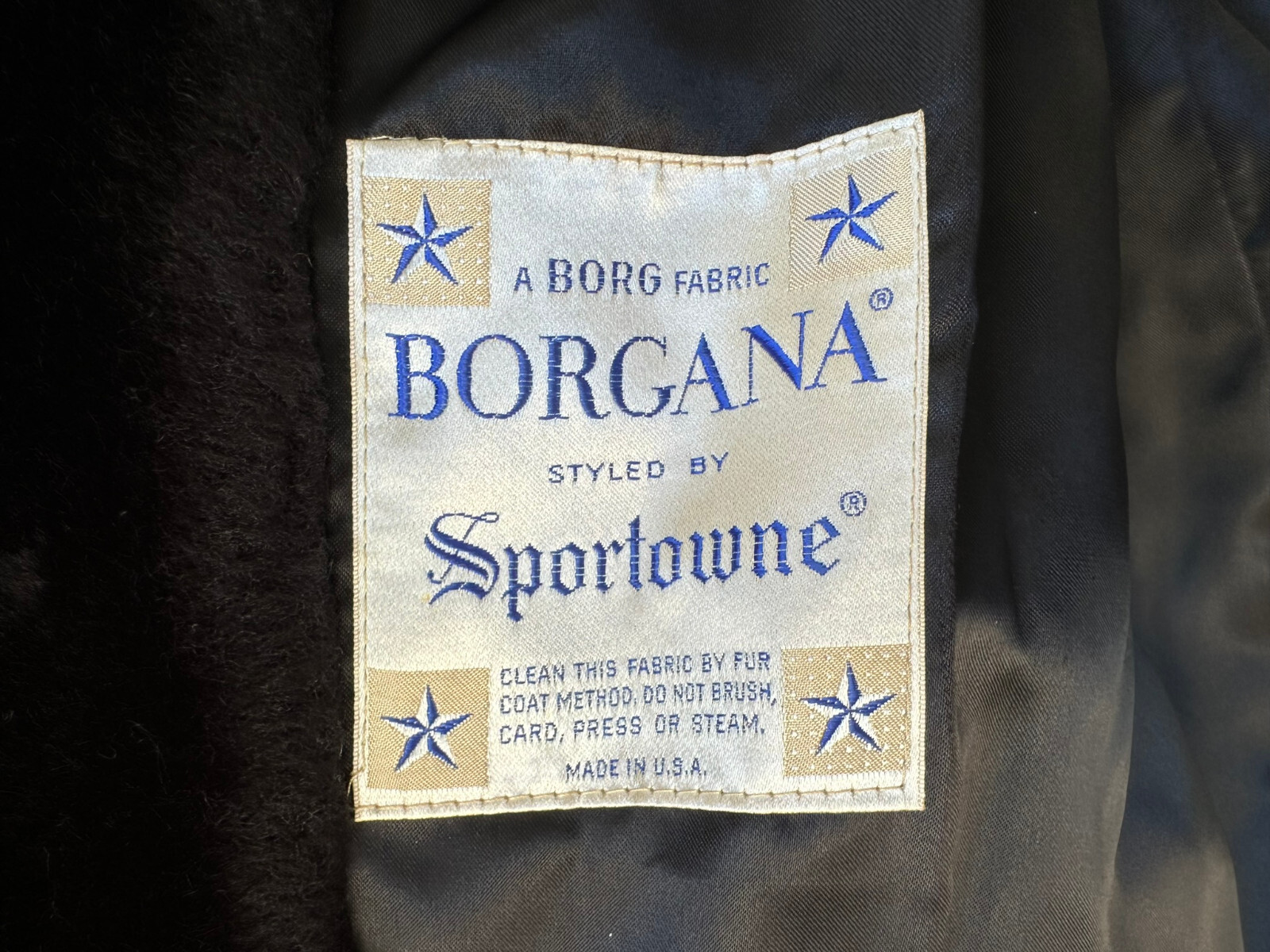 Vintage 1964 Borgana by Sportowne Swing Glam Hollywood Black Faux Fur Coat Sz XL