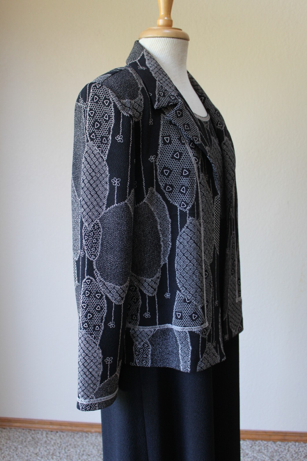 Leslie Belle Vintage 90’s Black Long Sleeveless Dress Jacket OUtfit Set 16P