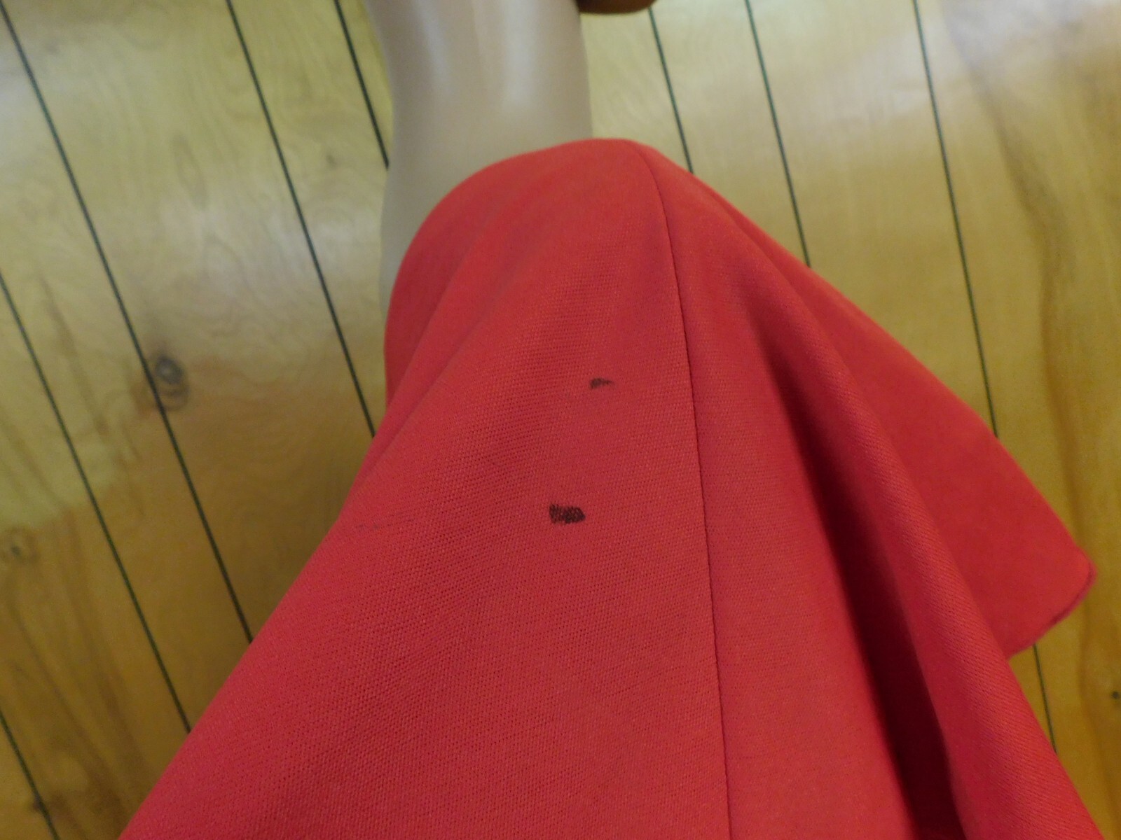 Vintage Red Polyester Gown Maxi Dress 26- 30″ W Soiled*