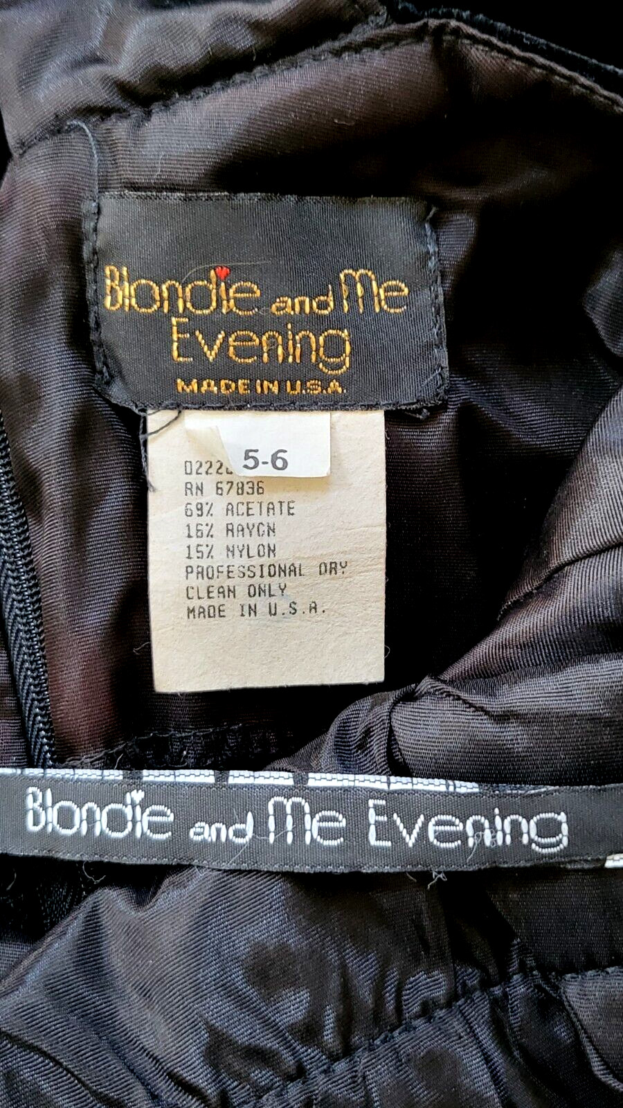 Elegant Black Velvet Vtg 80s Blondie and Me Evening Gown Dress Sequins Beads 5/6