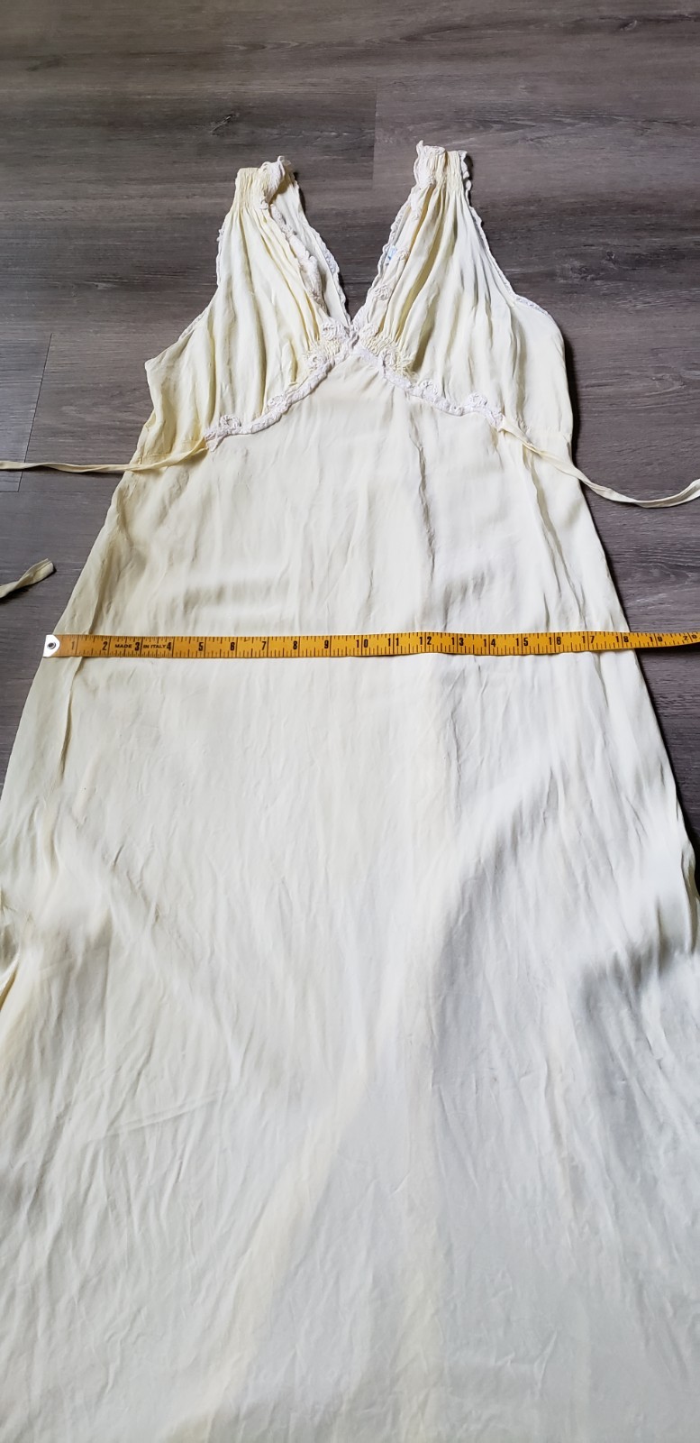 VTG 40s Ms Leonora Yellow Bias Cut Gown Sz XS/S? Art Deco STAINS DAMAGE READ