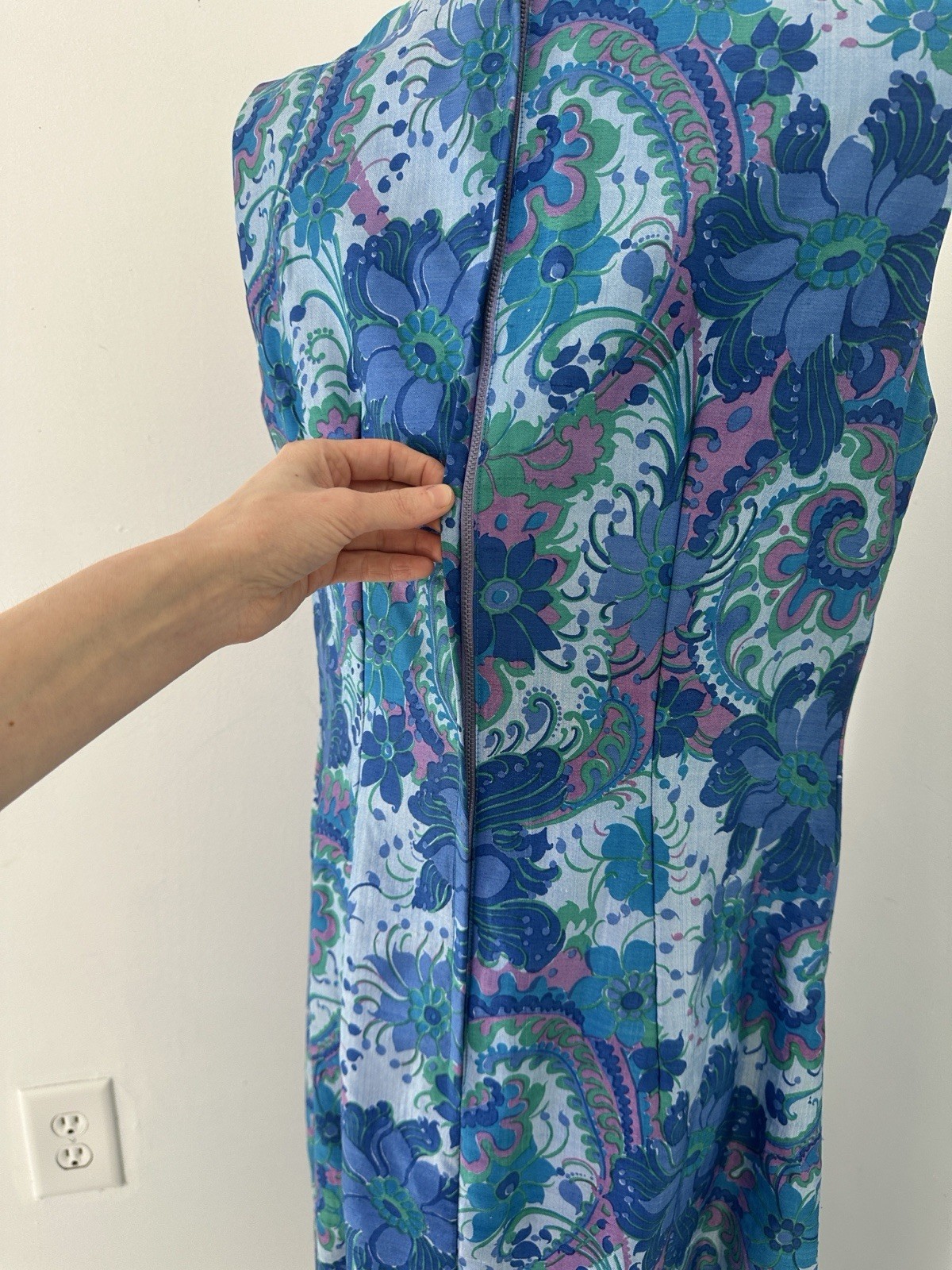 Vintage Flower Power Asian Inspired MIDI Day Dress