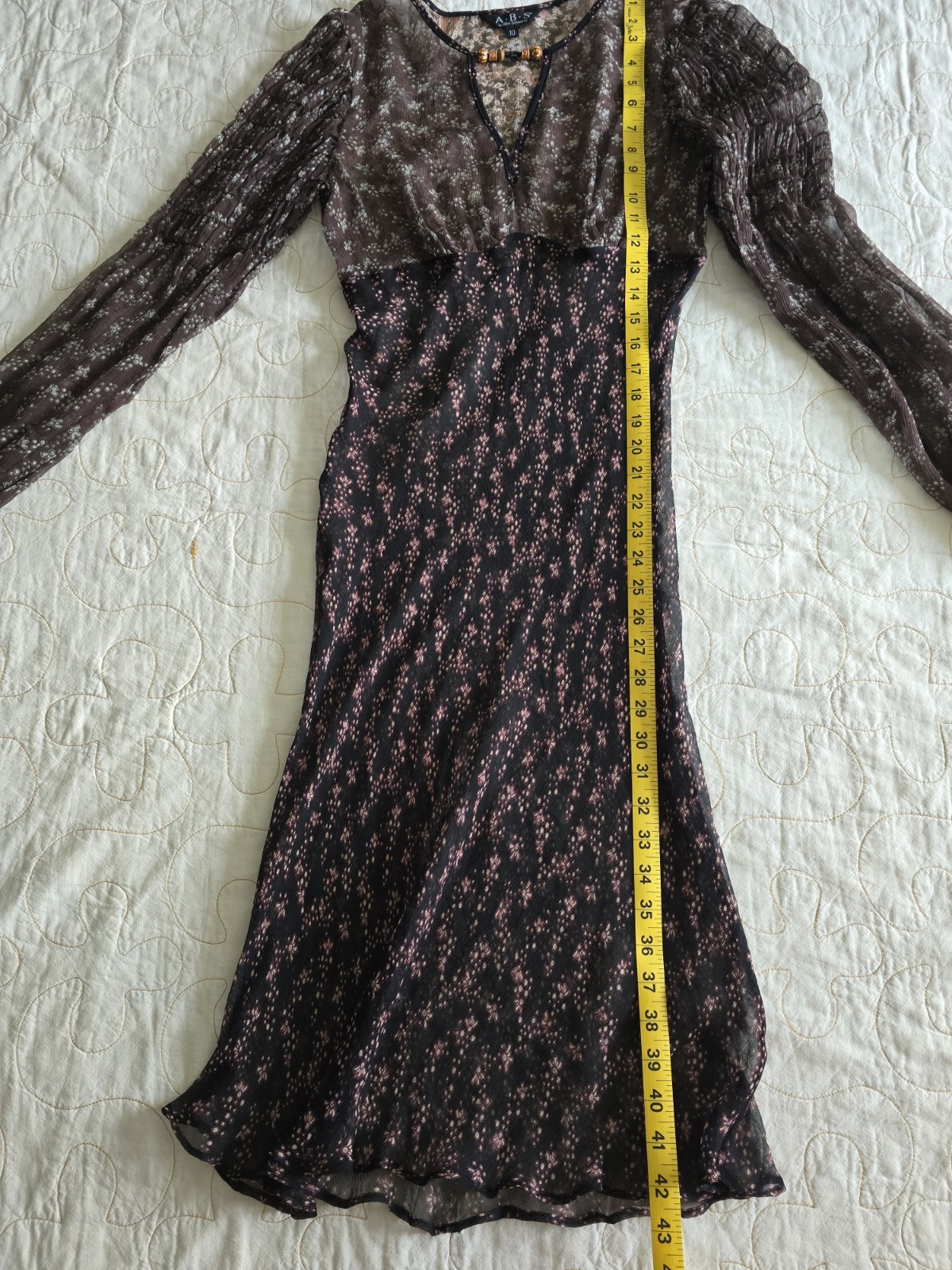 Vintage 90s Y2k Sheer A.B.S Allen Schwartz Dress Womens Small Medium Whimsigoth