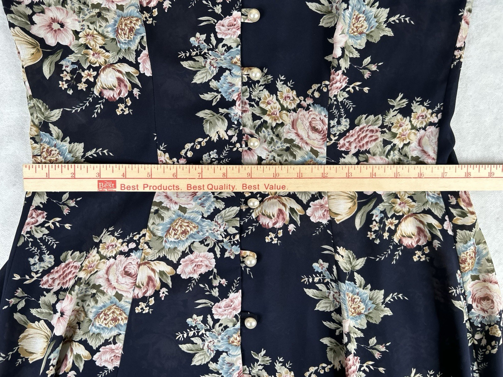 Vtg 90s CDC Womens Dress Sz 8 Navy Blue Floral Midi Button Front Cottagecore