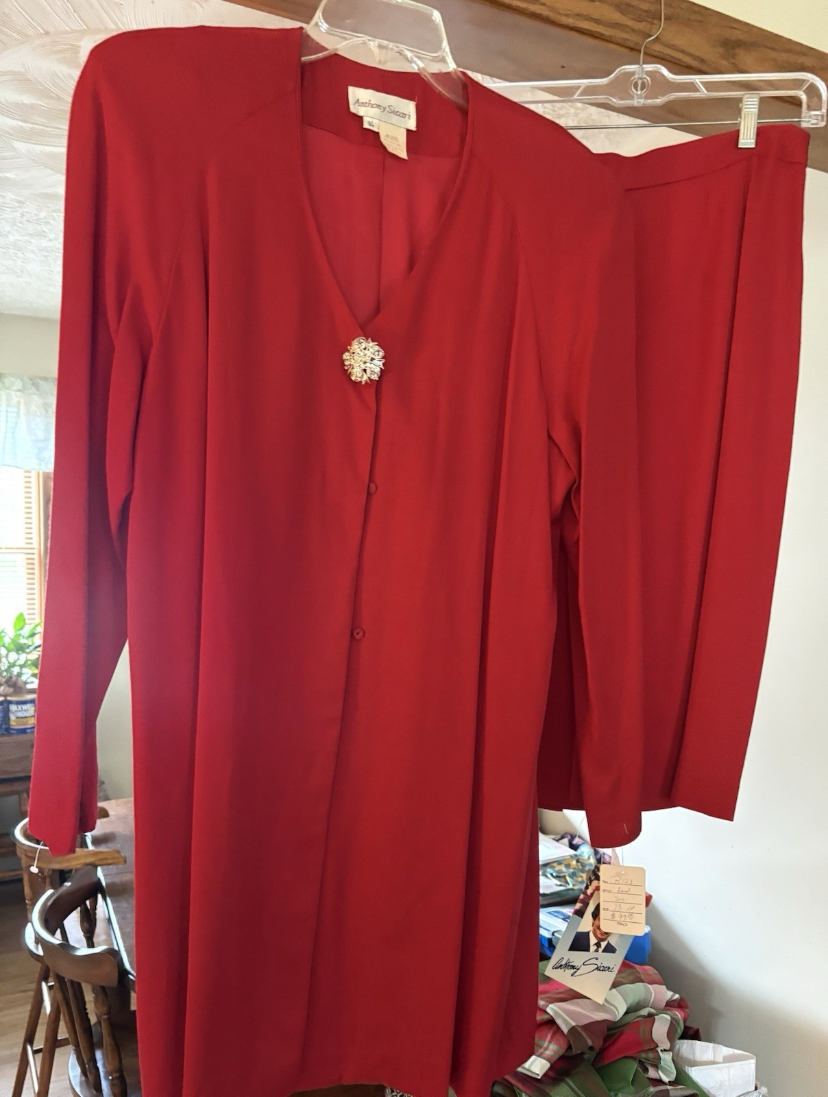 Rare Vintage *NWT* Two Piece Red Skirt Set Anthony Sicari Size 14