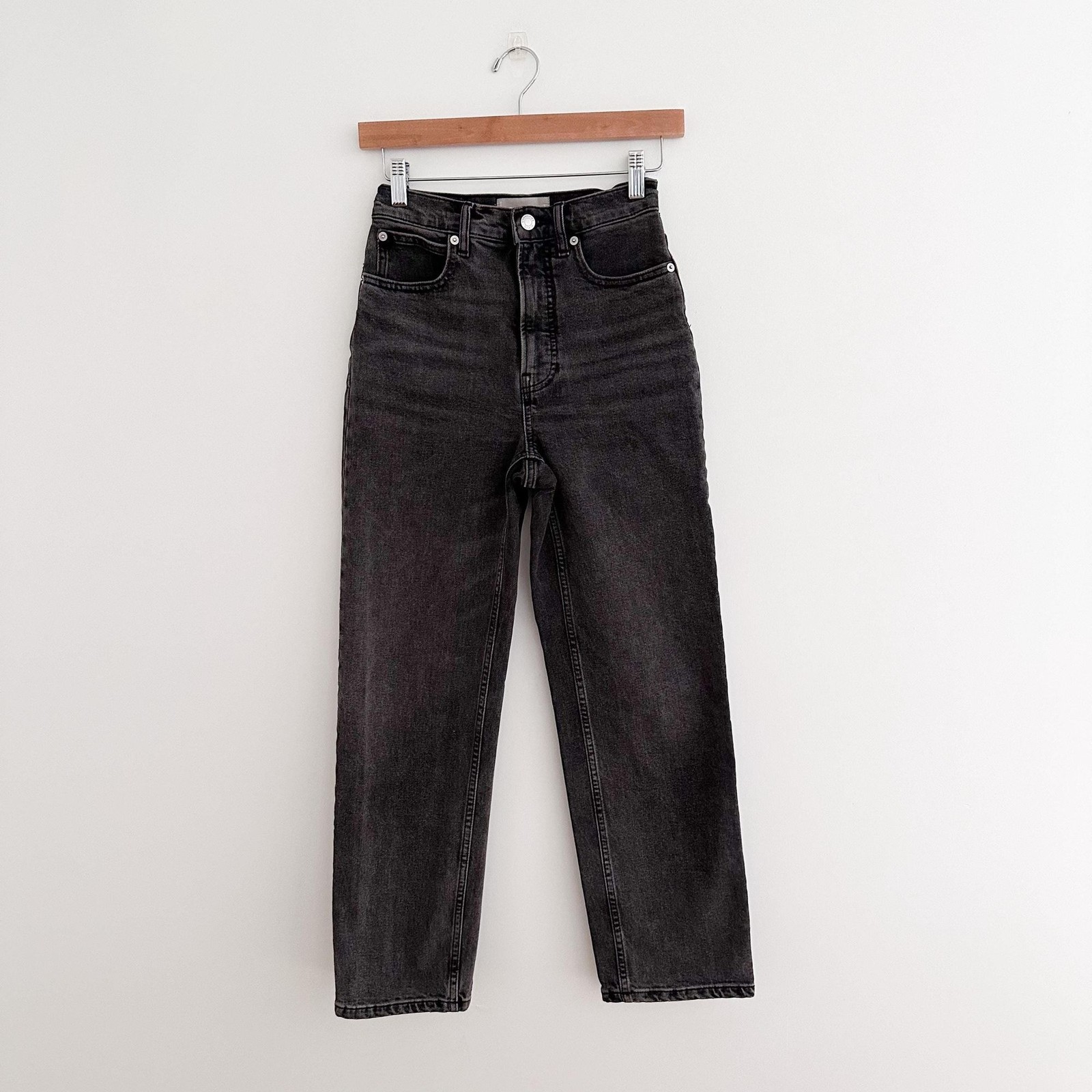 Everlane The Way High Jean Washed Black High Rise Straight Leg Size 24