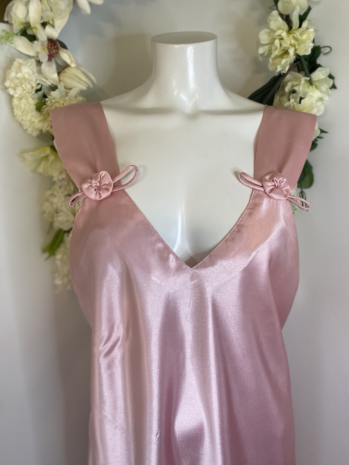 Vintage Val Mode Pink Lingerie Peignoir Sleep Gown Dress Ankle Length Size Large