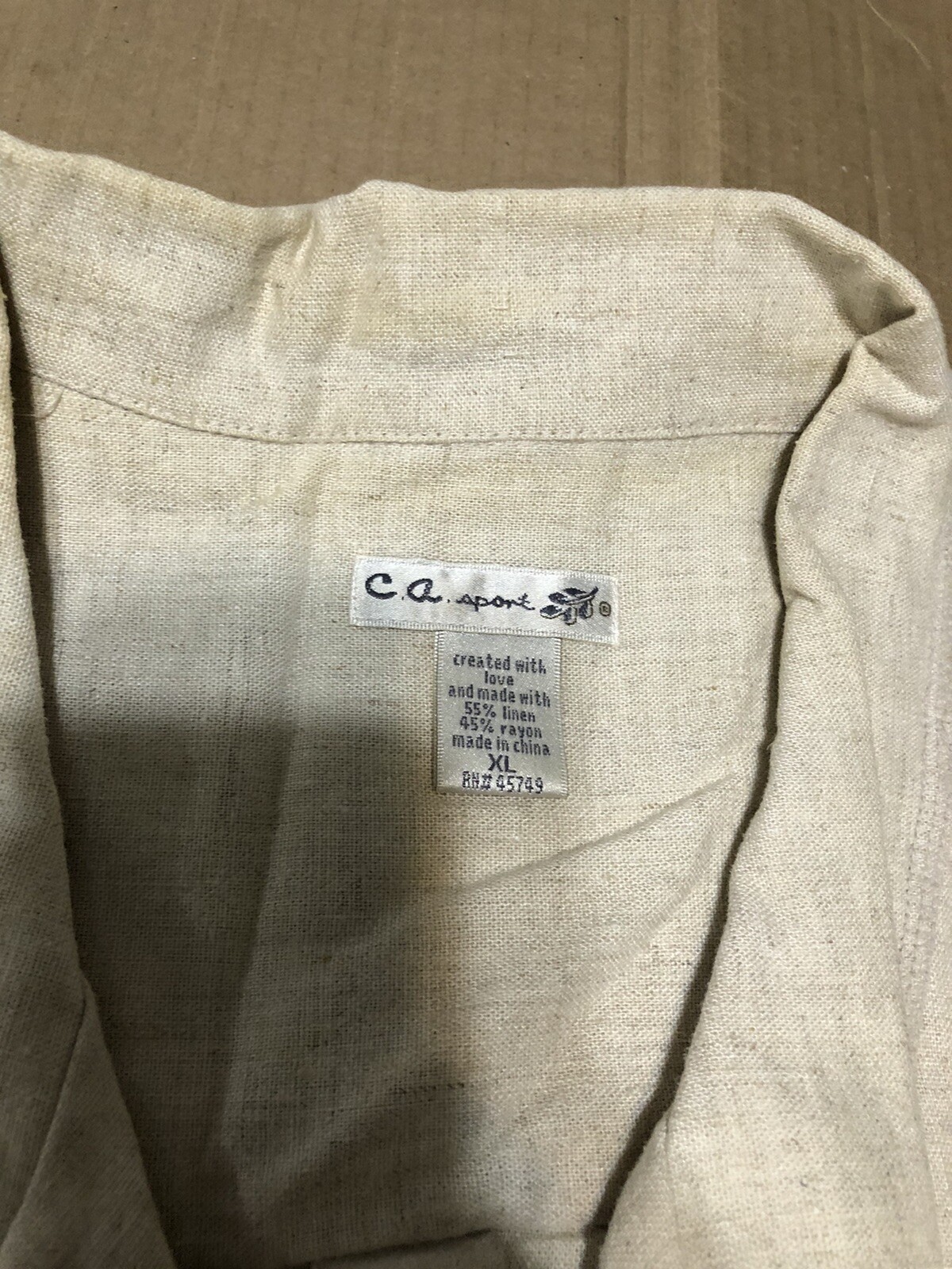 Vintage CA SPORT Womens 2 Pc Top & Pants Set – Linen Blend – Top XL Pants L