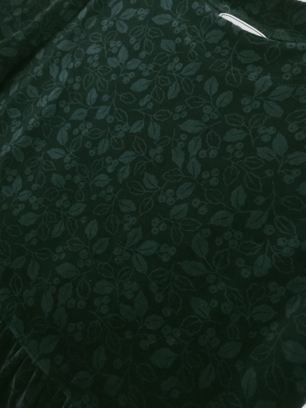 LL Bean Velvet Dress Vintage 1990s Dark Green Holly Berries Women’s M