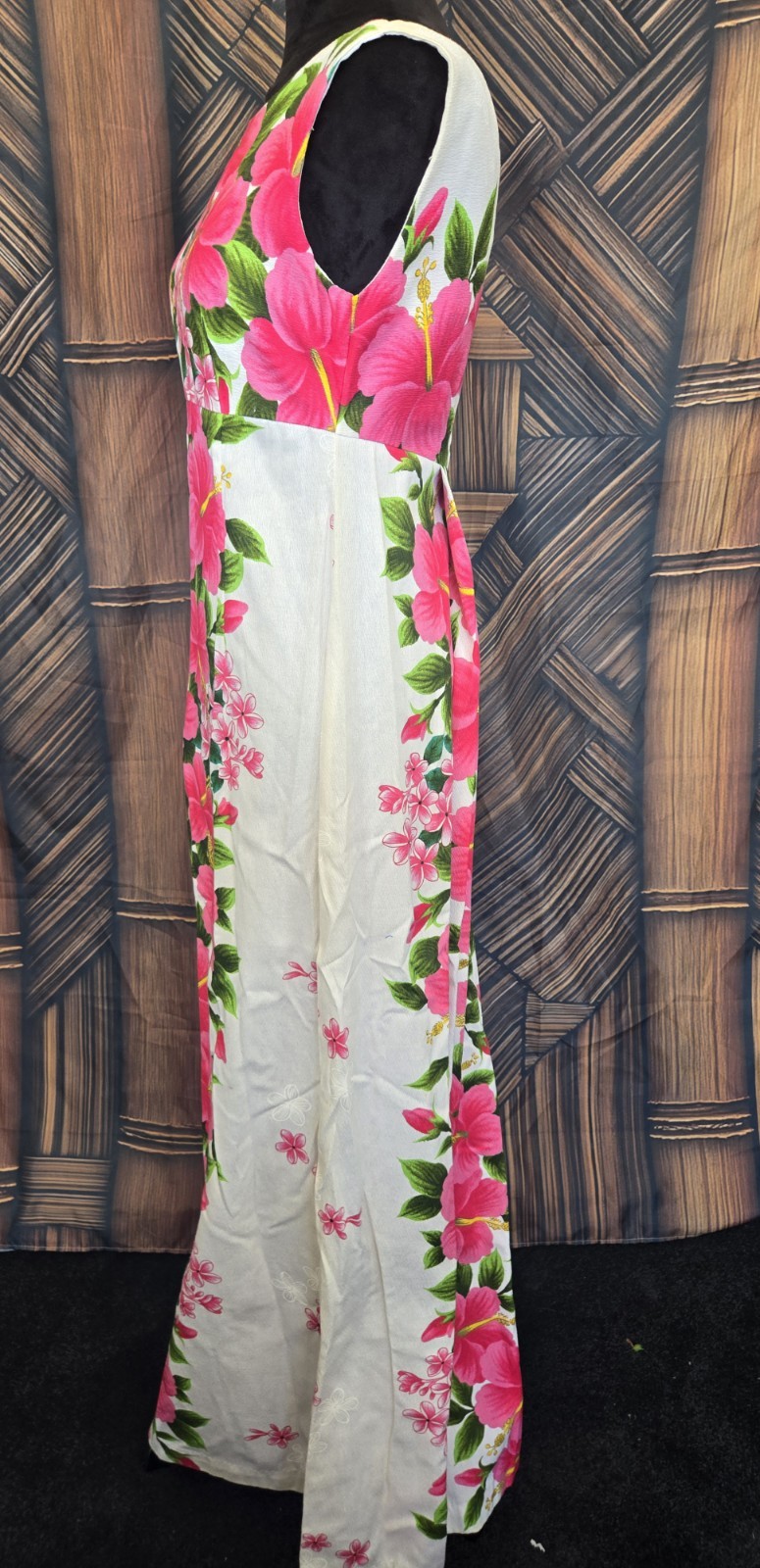 Vintage Ui-maikai Hawaiian Barkcloth Aloha Maxi Dress w6042