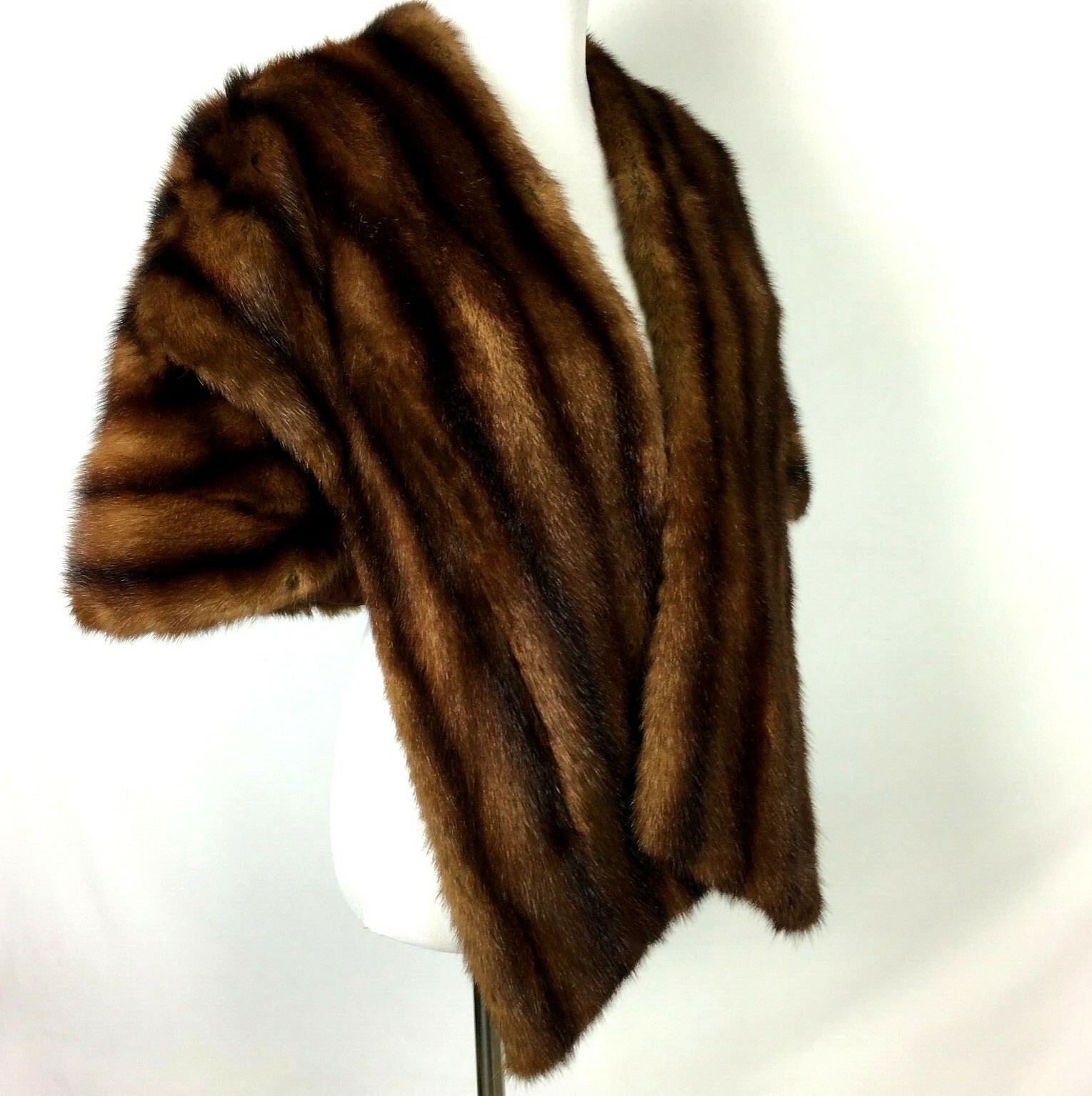 Vintage Mink Fur Stole Shoulder Wrap Womens Small to Medium Brown Mid Century