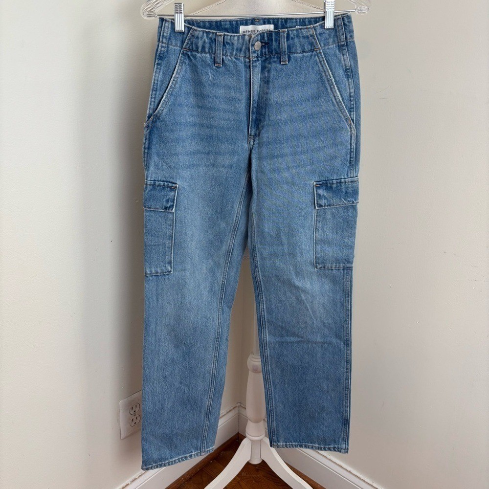 Denim Forum The ’90s Edie Lo-rise Cargo Jean in 7 Yrs Pctr Ths Bleu Size 24 NWOT