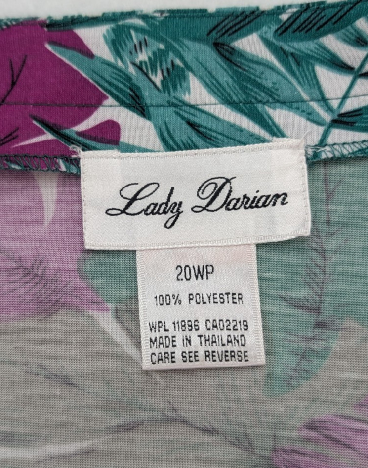 Vintage 80s 90s Women’s Jacket Size 20WP Lady Darian Green Purple Floral Print