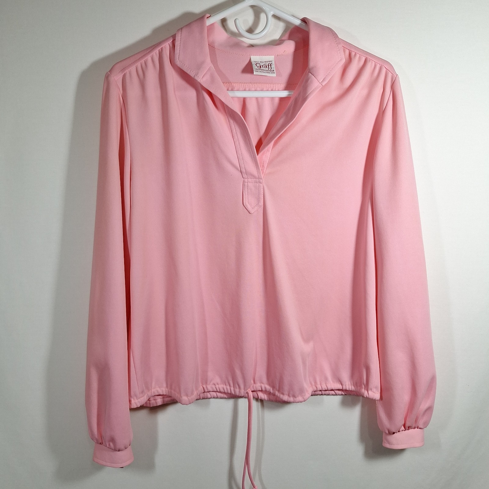 Vintage Graff Californiawear Pink Drawstring Blouse M/L