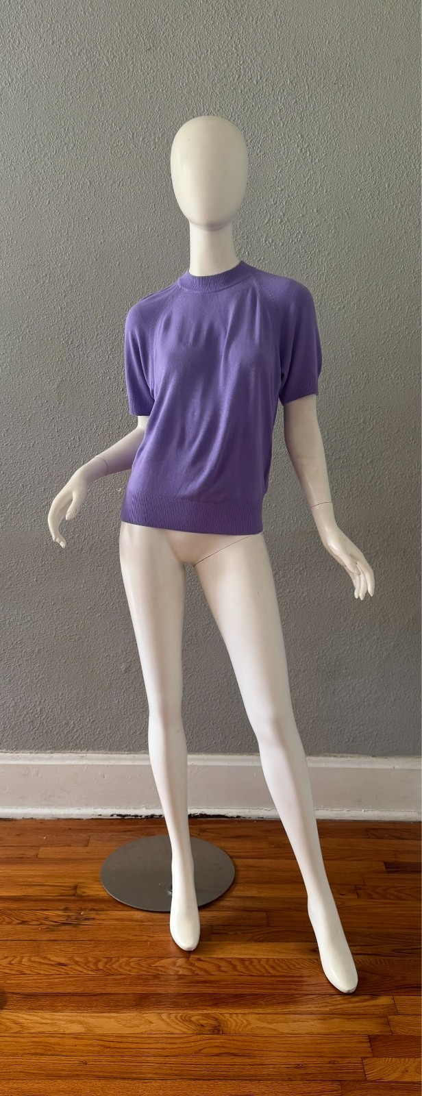 Vintage 70s Lavender Purple Mock Knit Pullover Sweater Top S