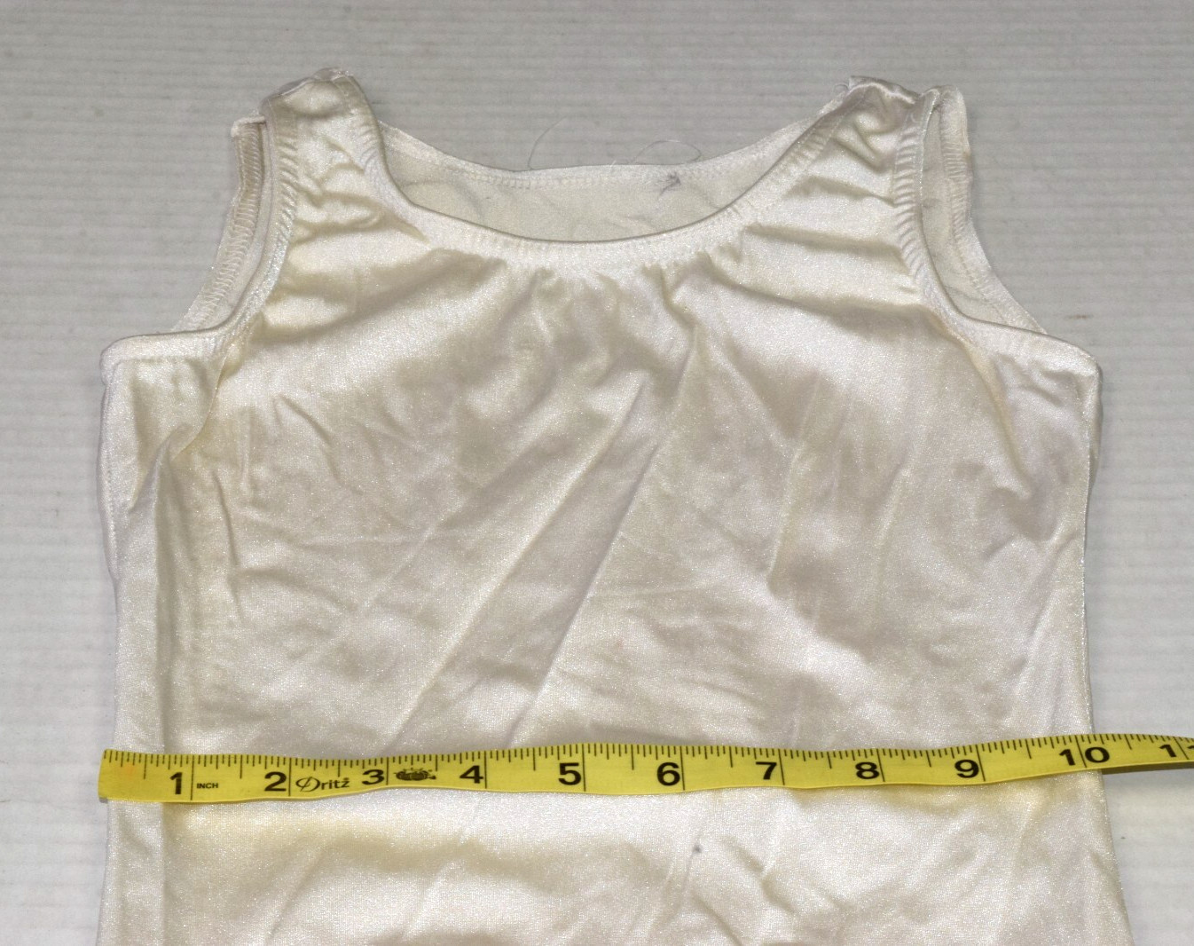 Vintage Leotard Costume Gallery Size XS 80s Shimmery White Stretch Made USA