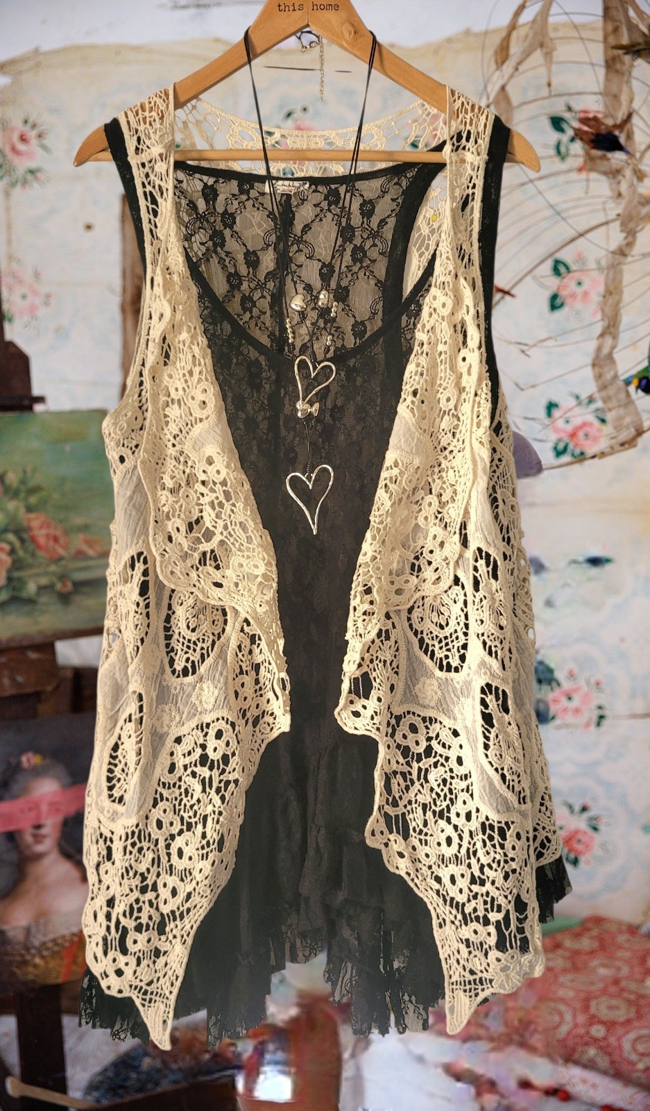 Magnolia Style Light Beige Vintage Distressed hippie boho Tunic shirt top S