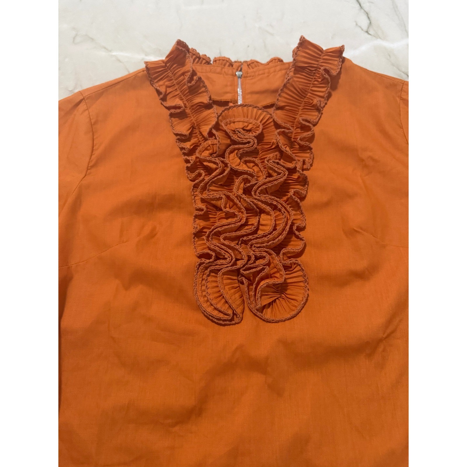Vintage 70s H Bar C California Ranchwear Rust Tuxedo Ruffle Western Shirt Sz 32